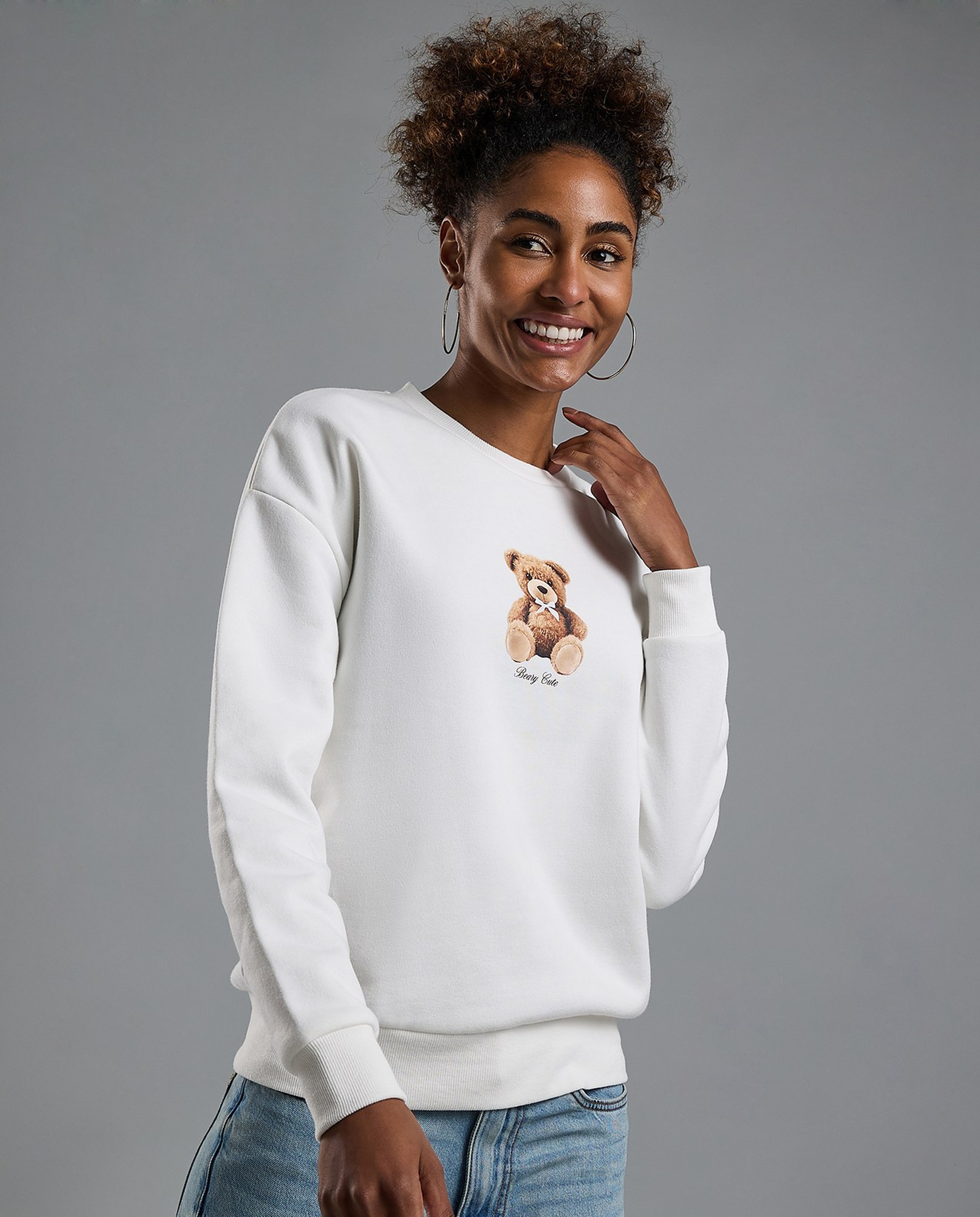 Printed Sweatshirt with Crew Neck and Long Sleeves