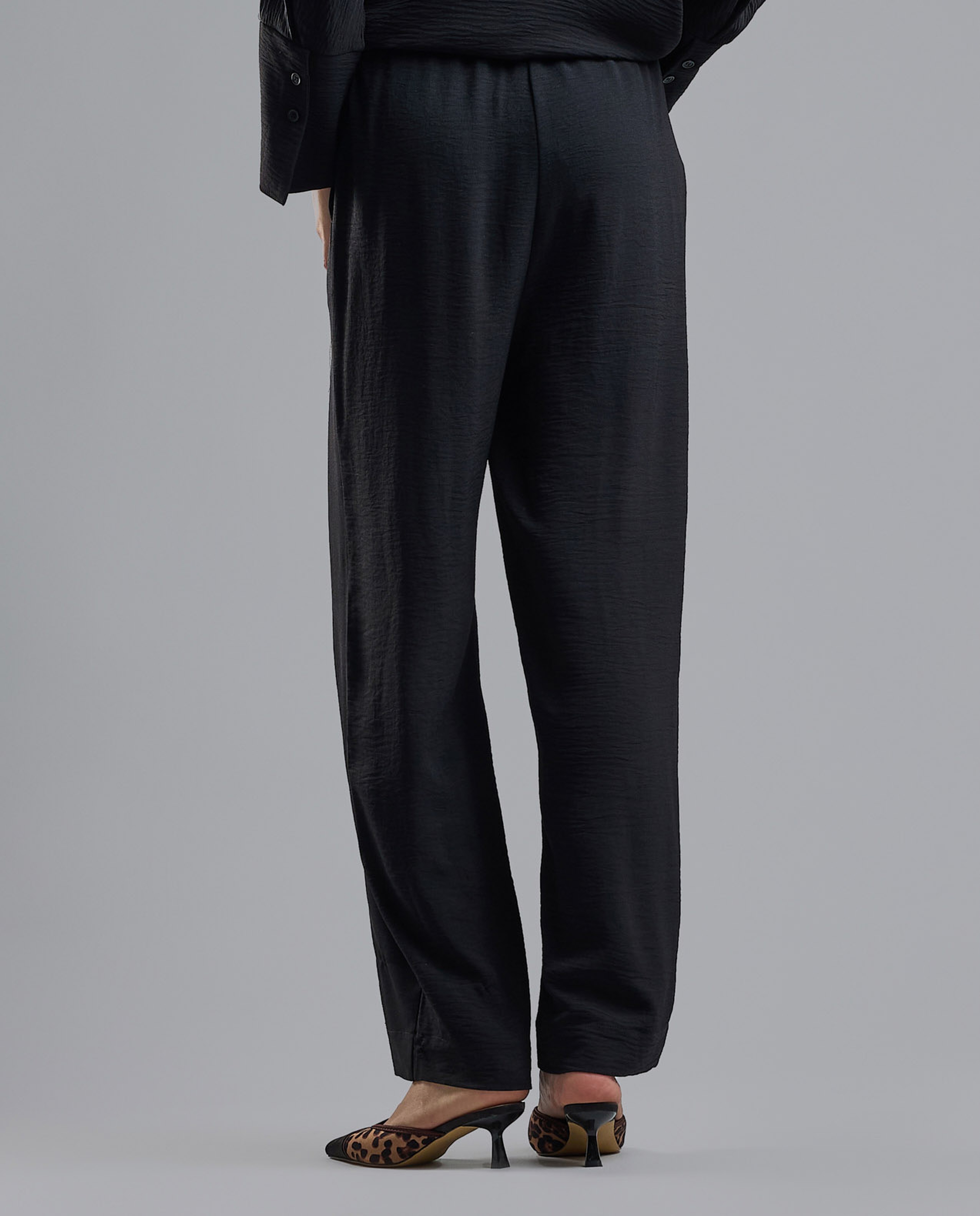 Solid Wide Leg Pants with Elastic Waist