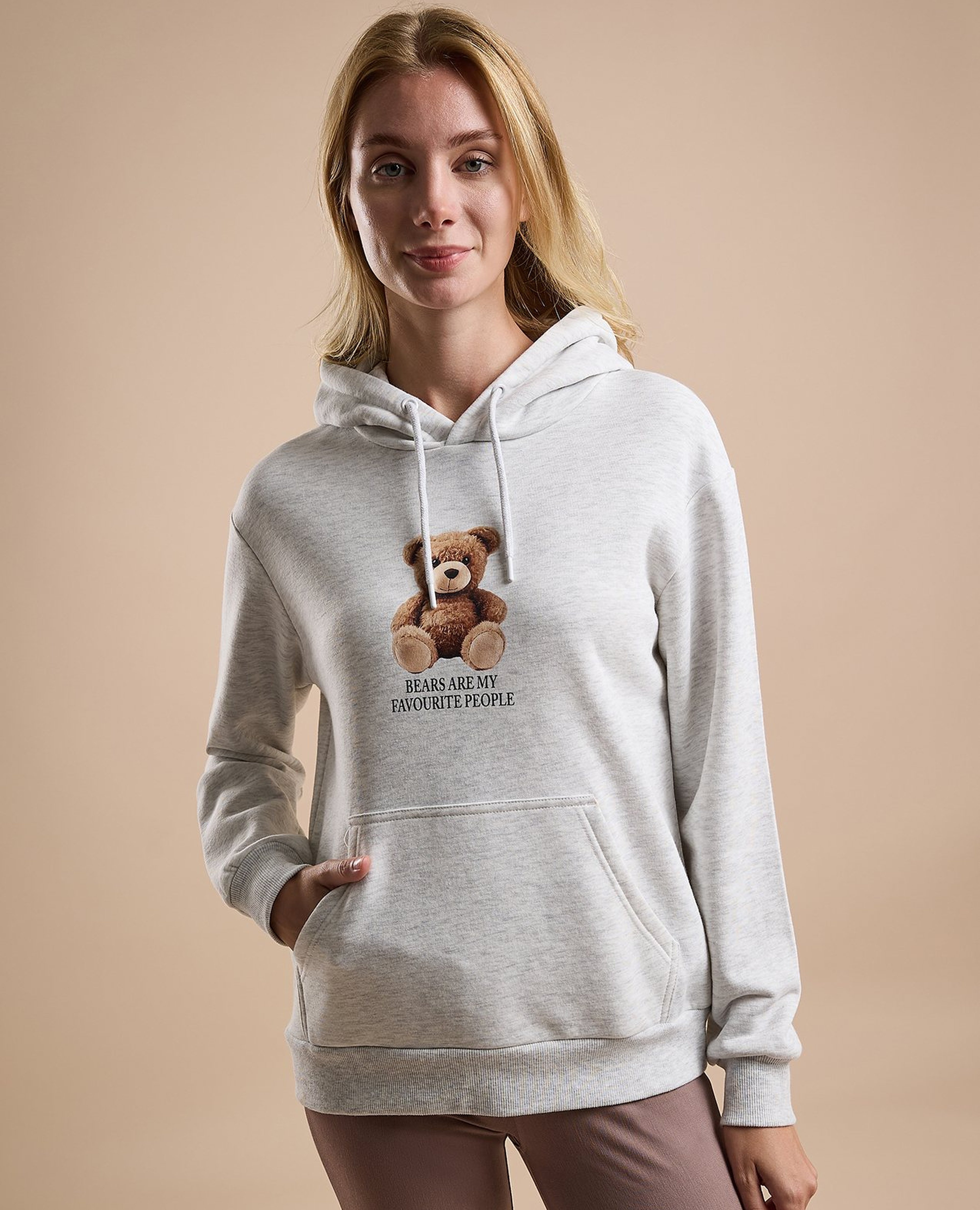 Printed Hoodie with Long Sleeves