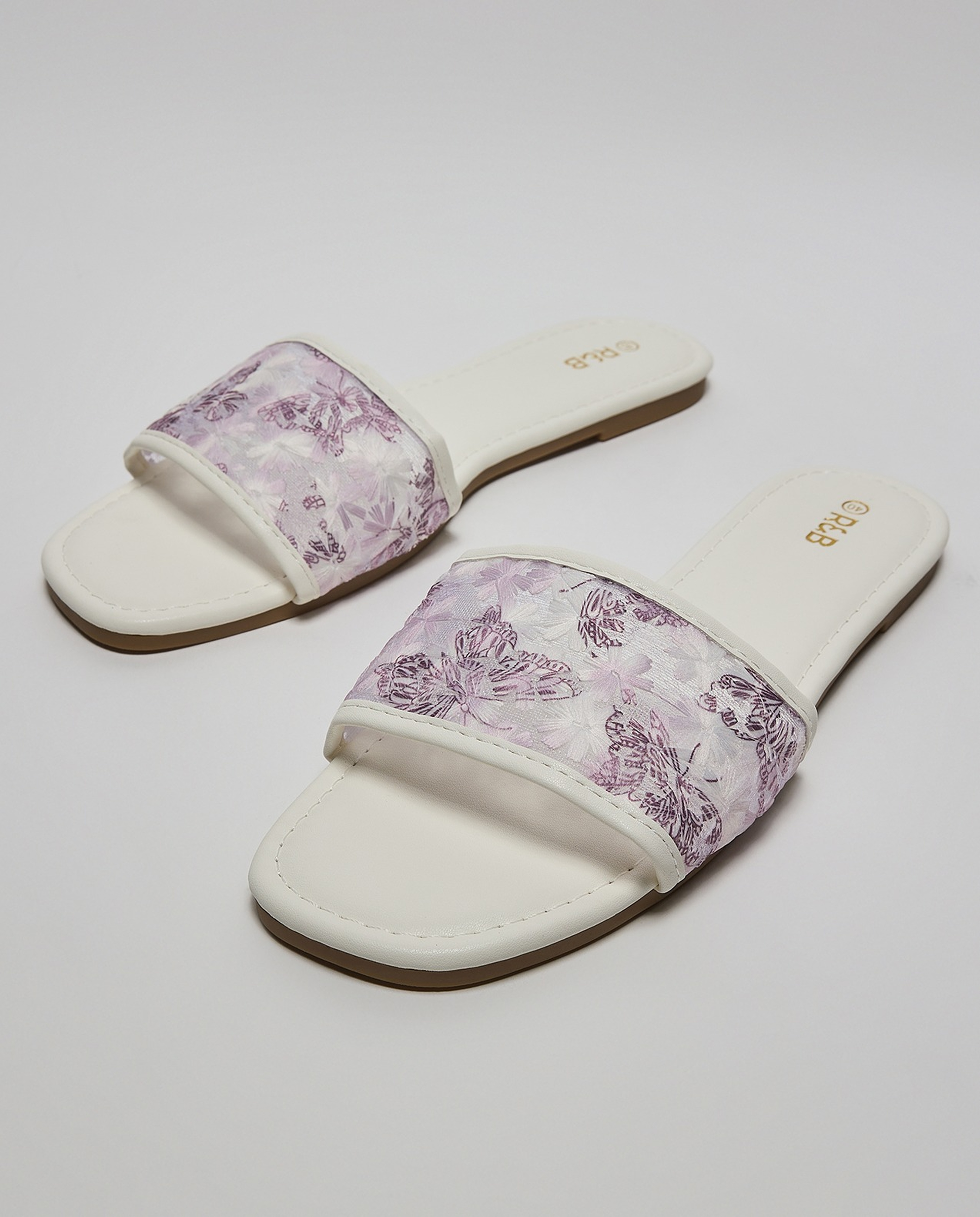 Embroidered Flat Sandals