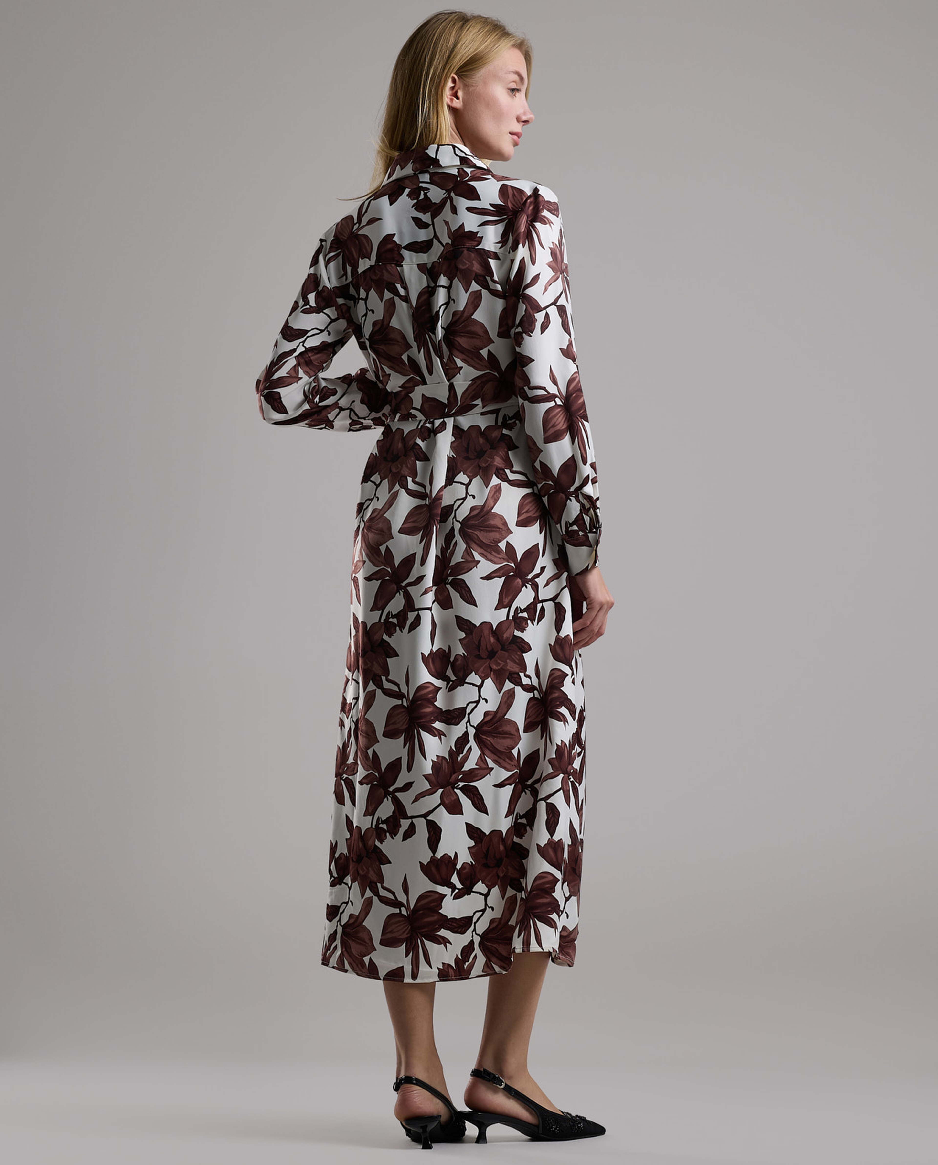 Printed Shirt Dress with Long Sleeves
