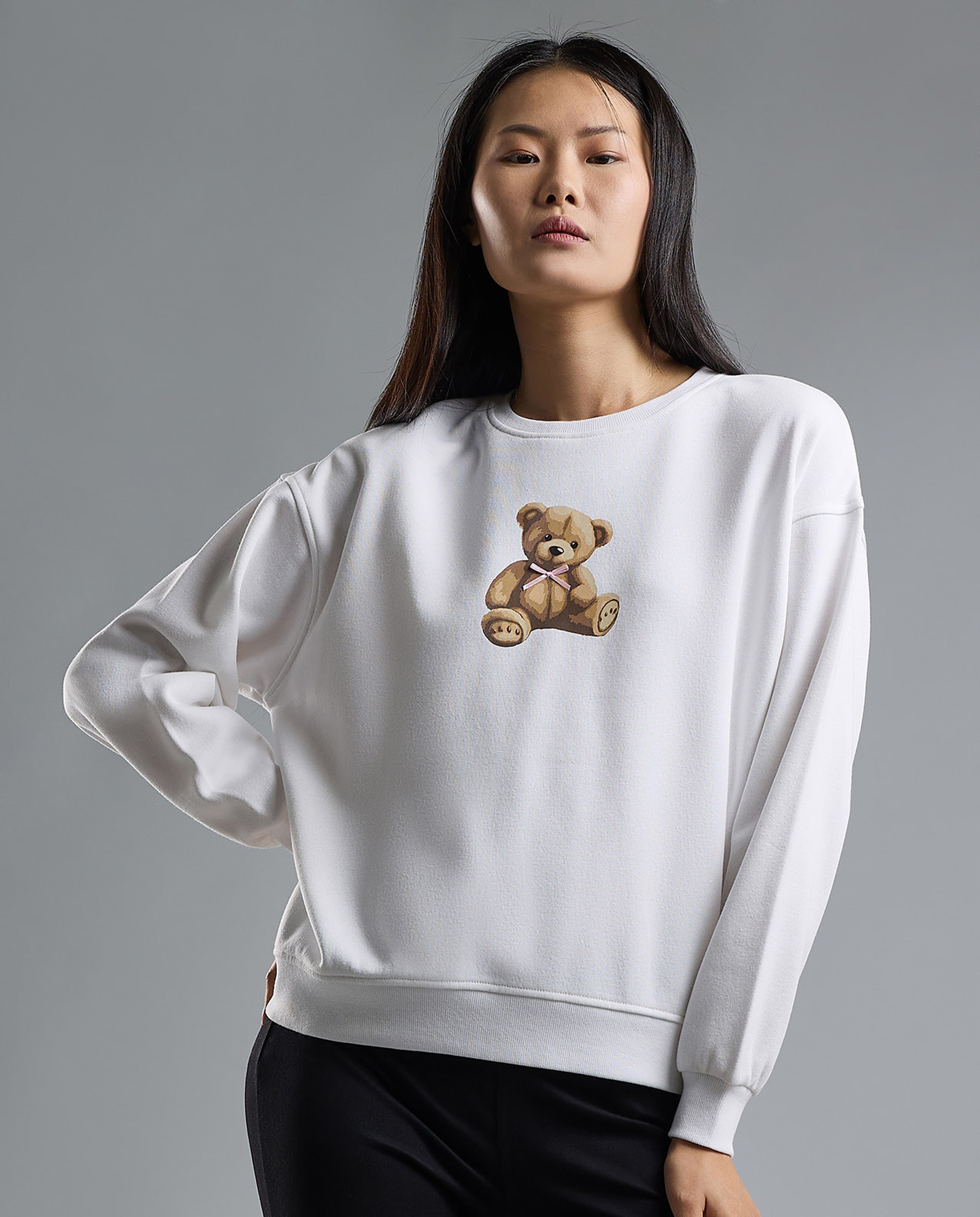 Printed Sweatshirt with Crew Neck and Long Sleeves