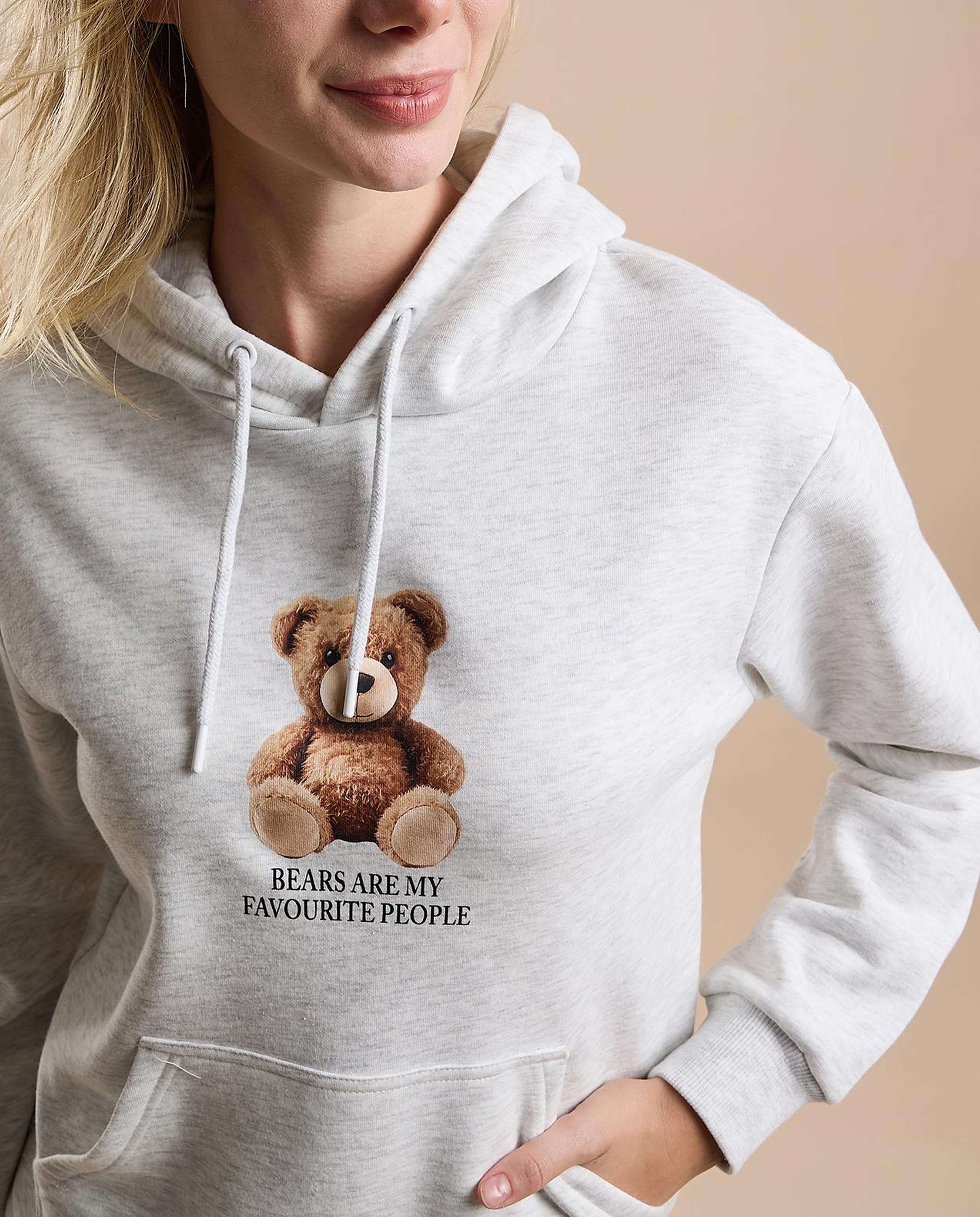 Printed Hoodie with Long Sleeves