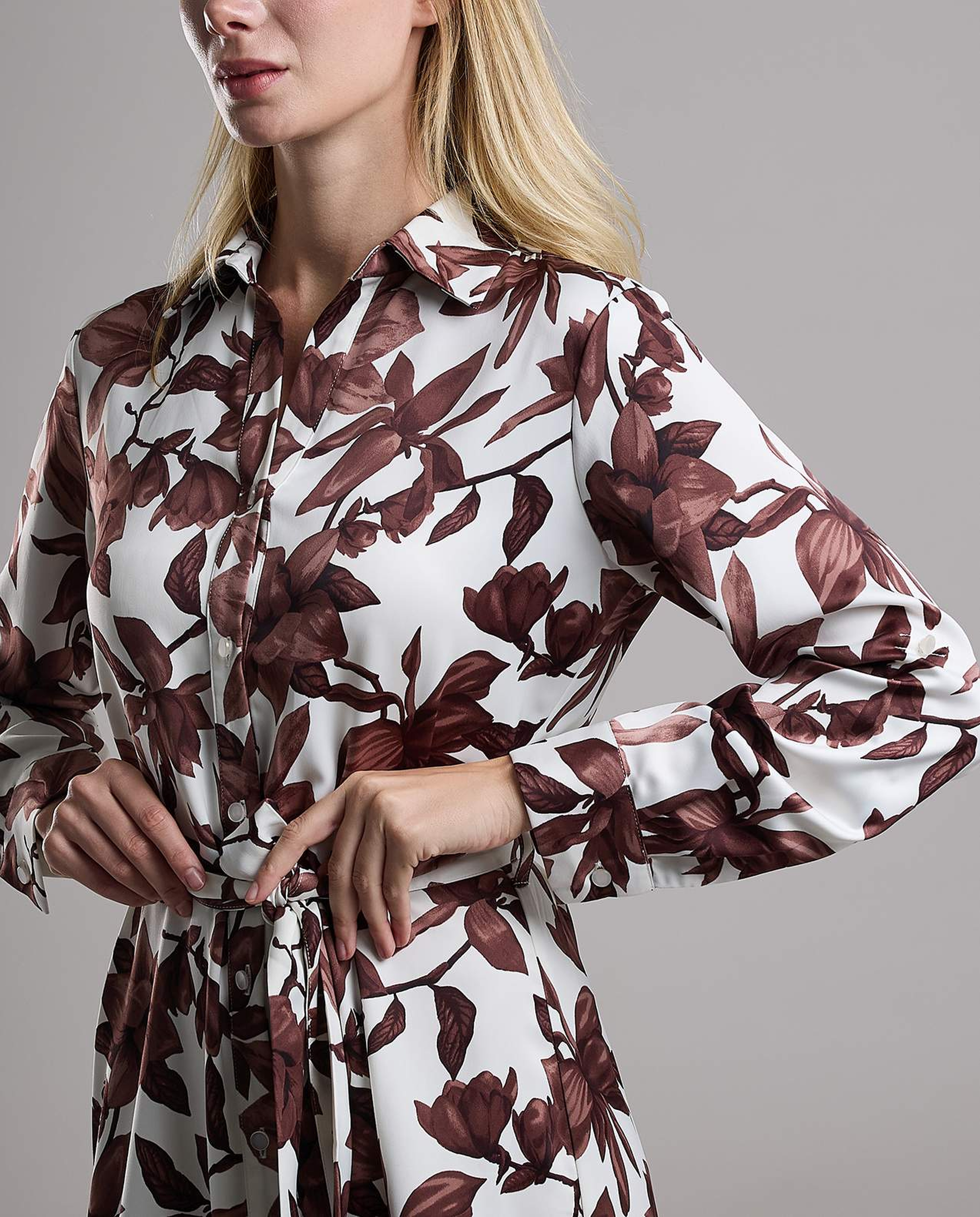 Printed Shirt Dress with Long Sleeves