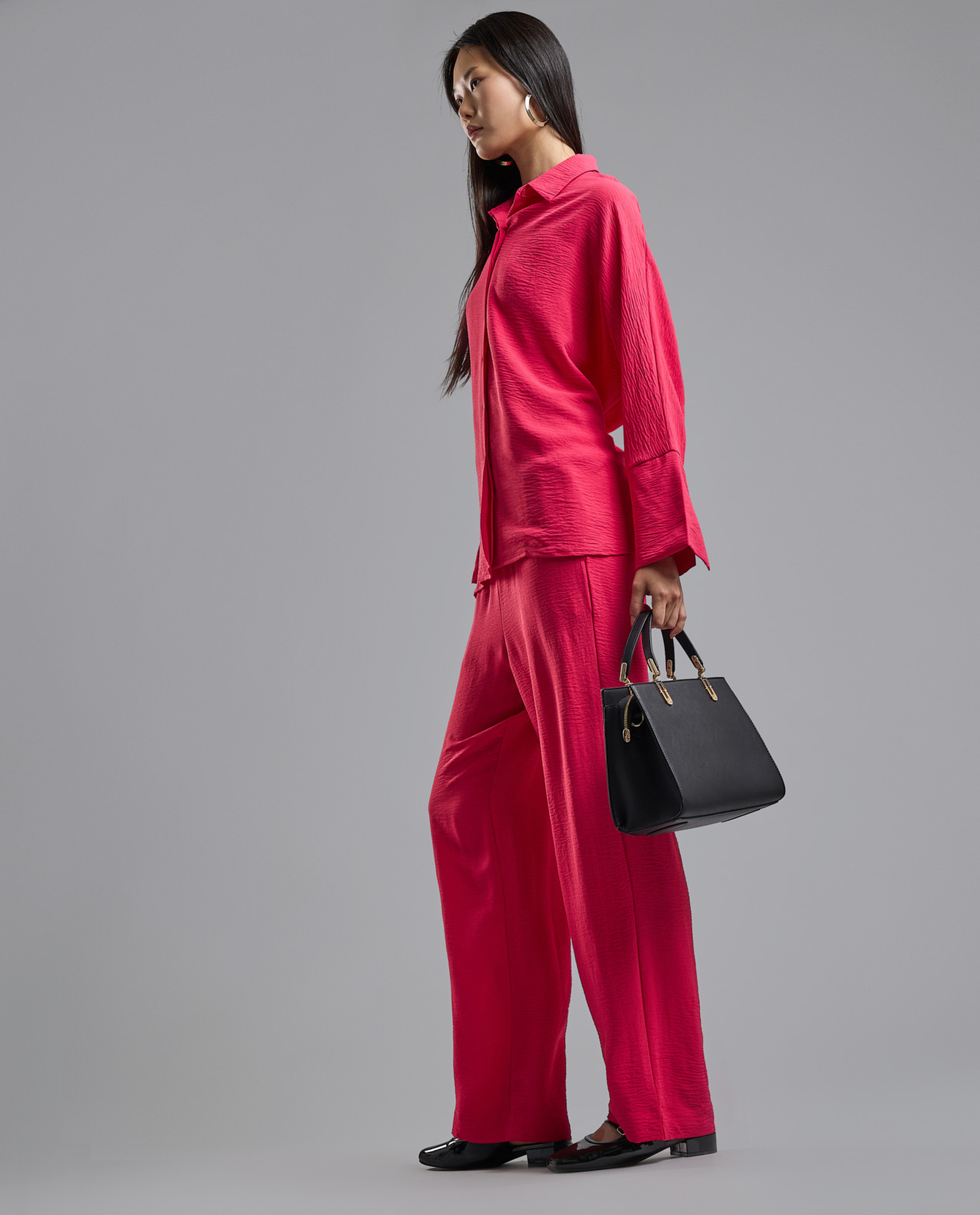 Solid Wide Leg Pants with Drawstring Waist