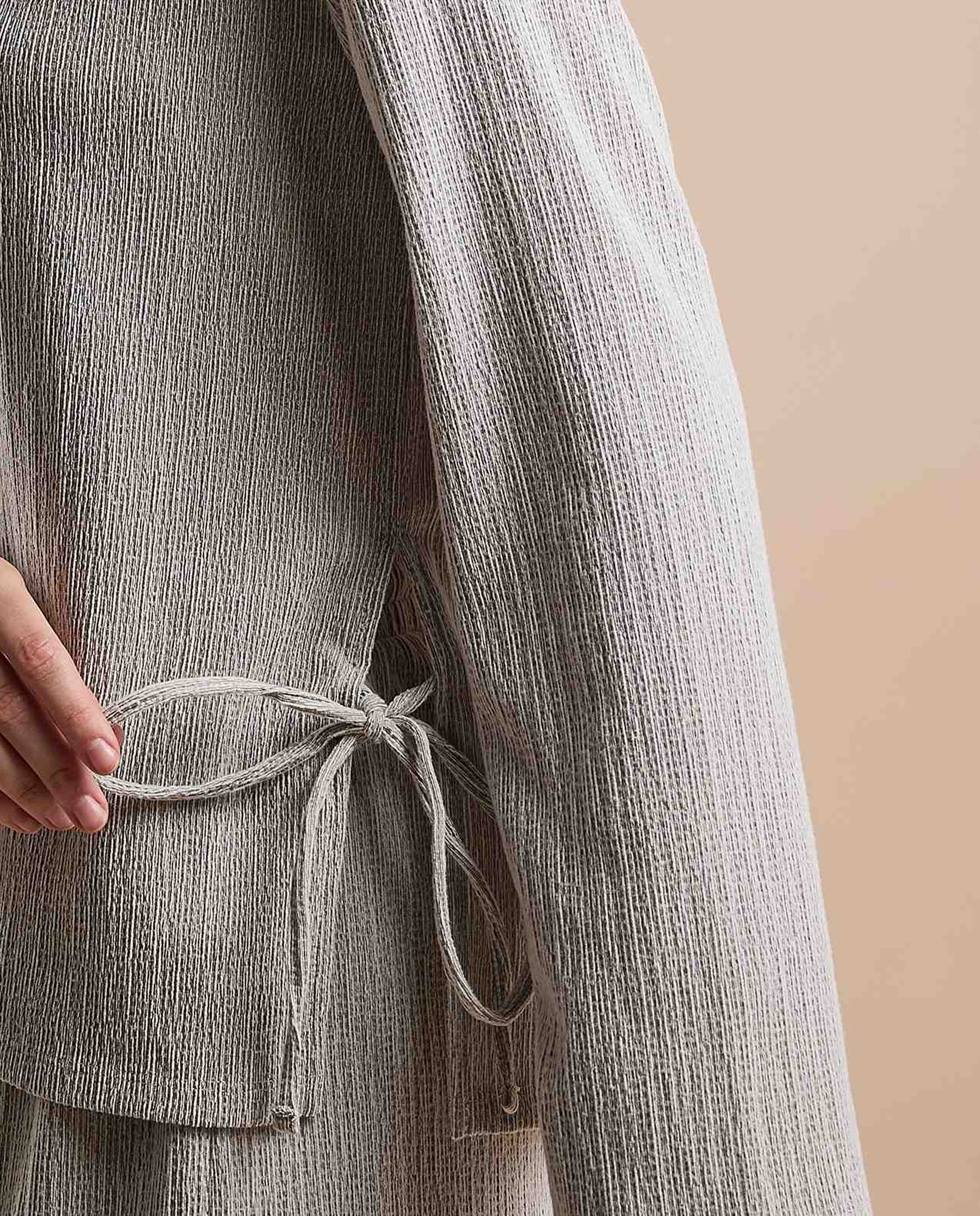 Ribbed Top with Crew Neck and Long Sleeves