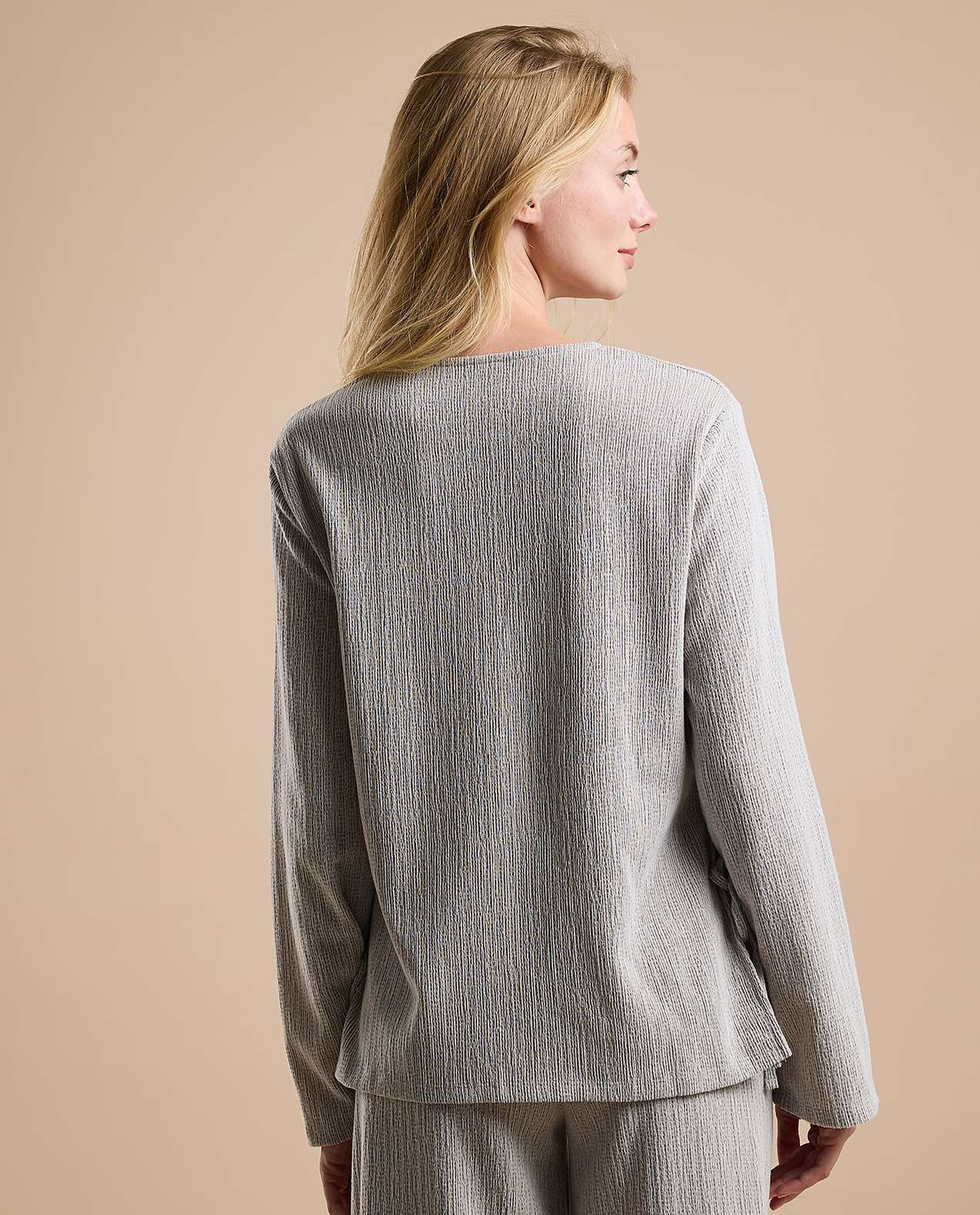 Ribbed Top with Crew Neck and Long Sleeves