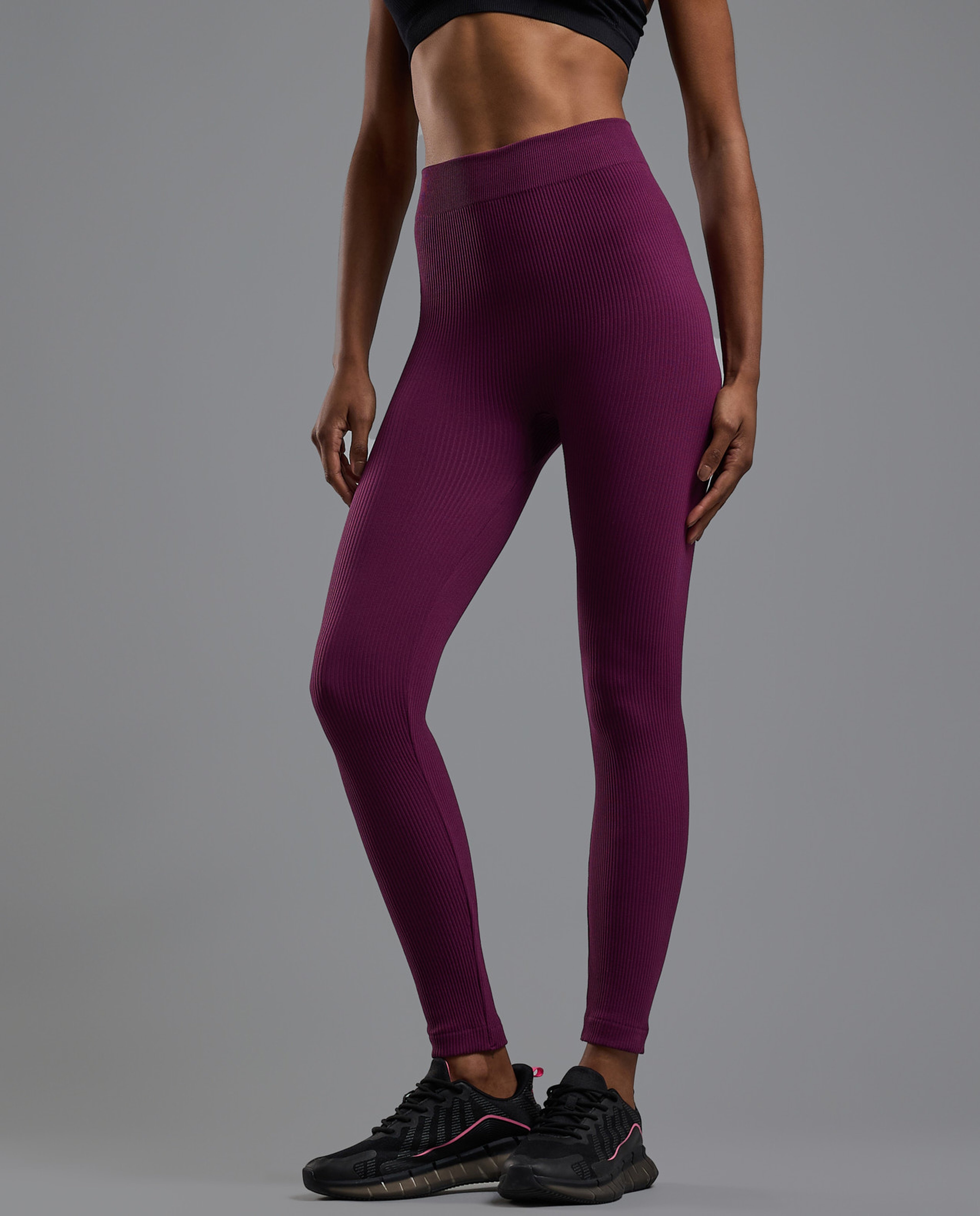 Ribbed Leggings with Elastic Waist