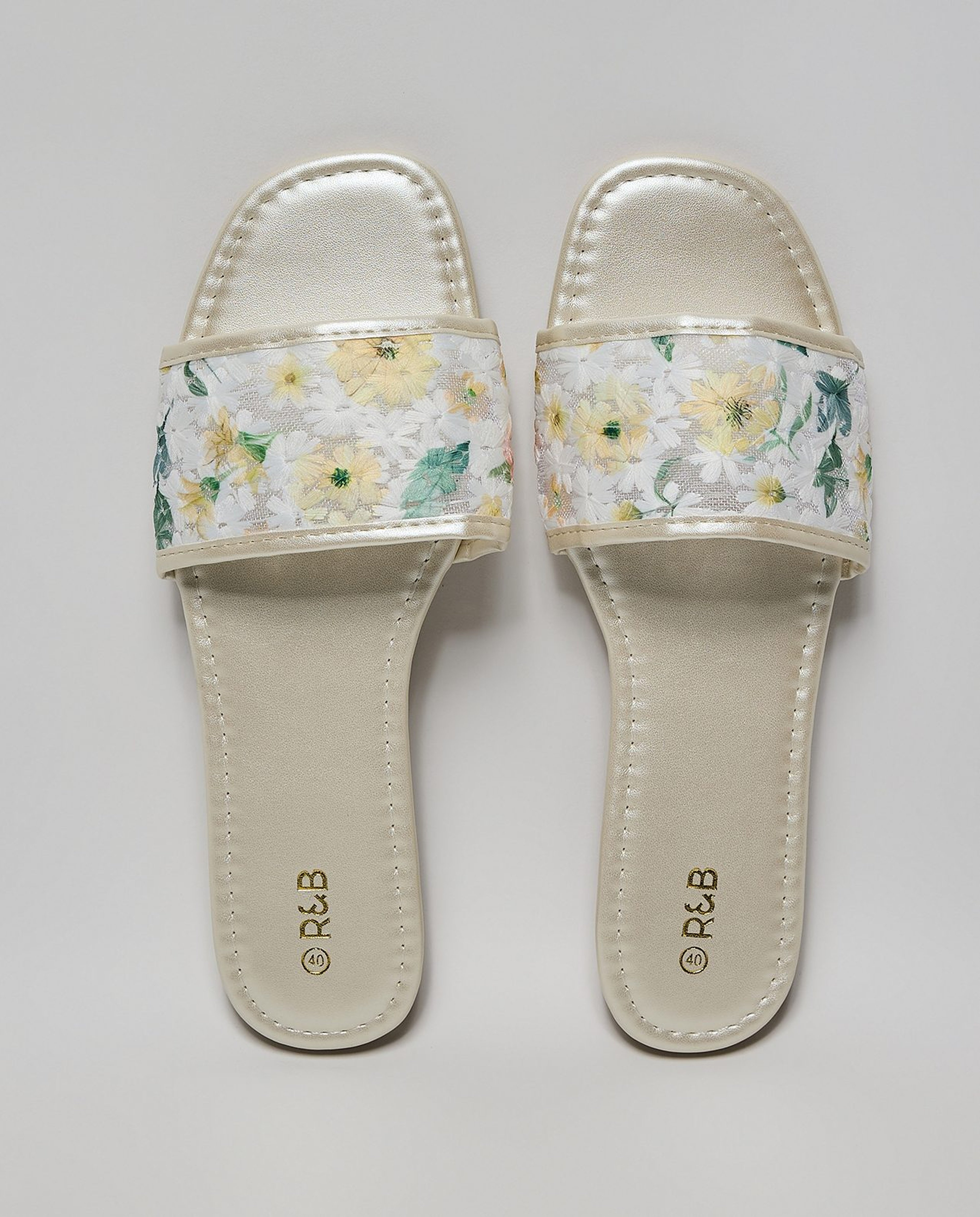 Embroidered Flat Sandals