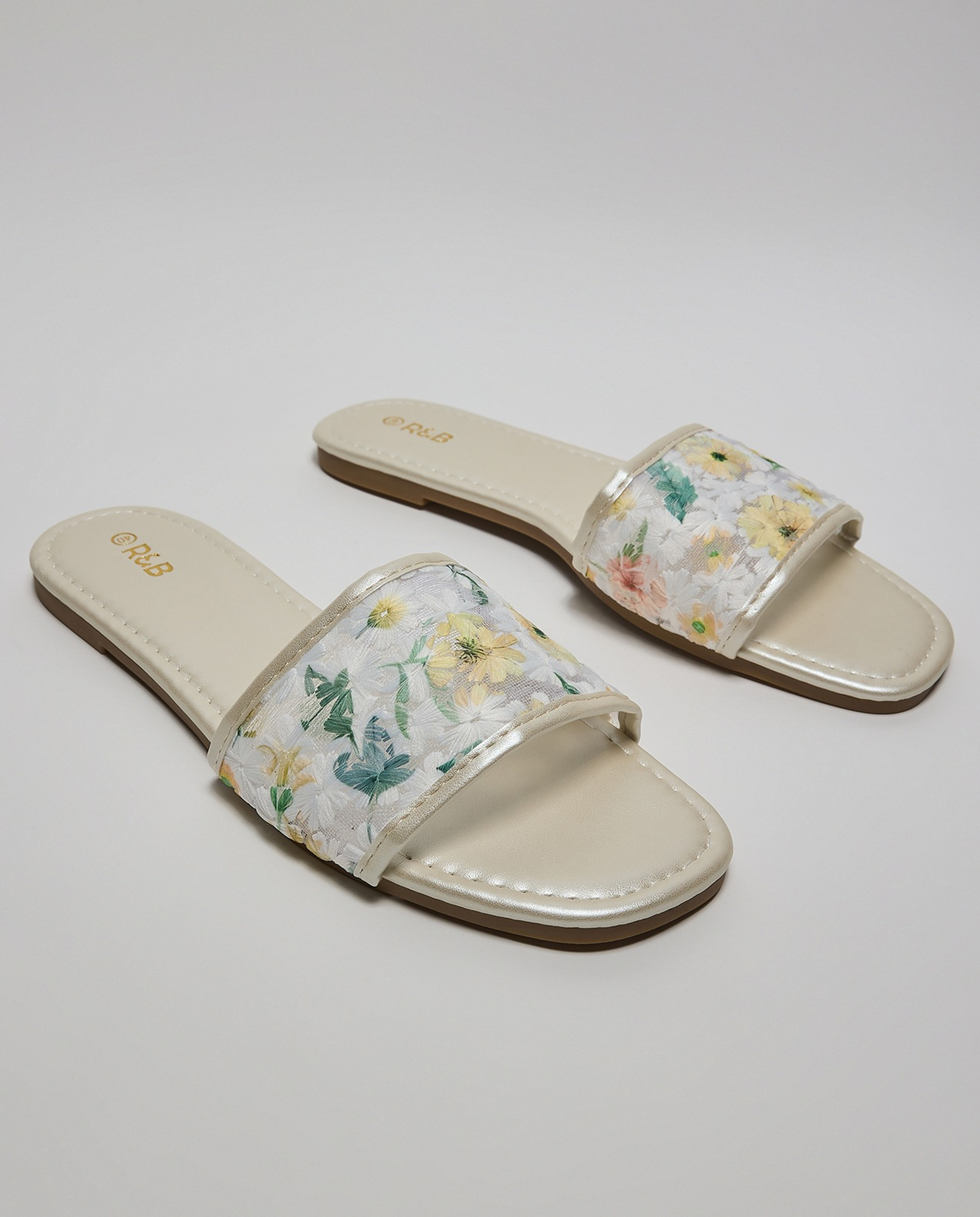 Embroidered Flat Sandals
