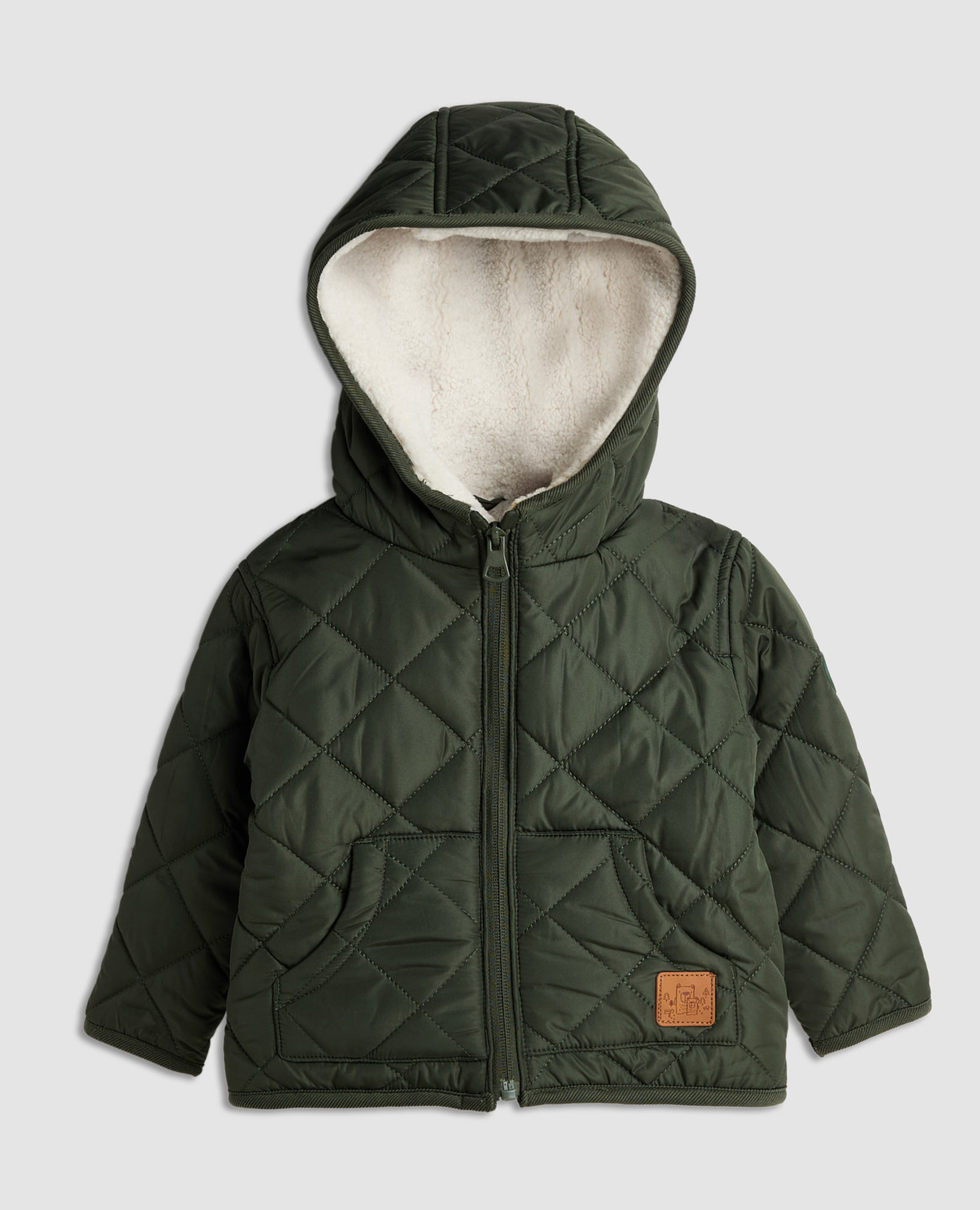 Quilted Hooded Jacket with Zipper Closure