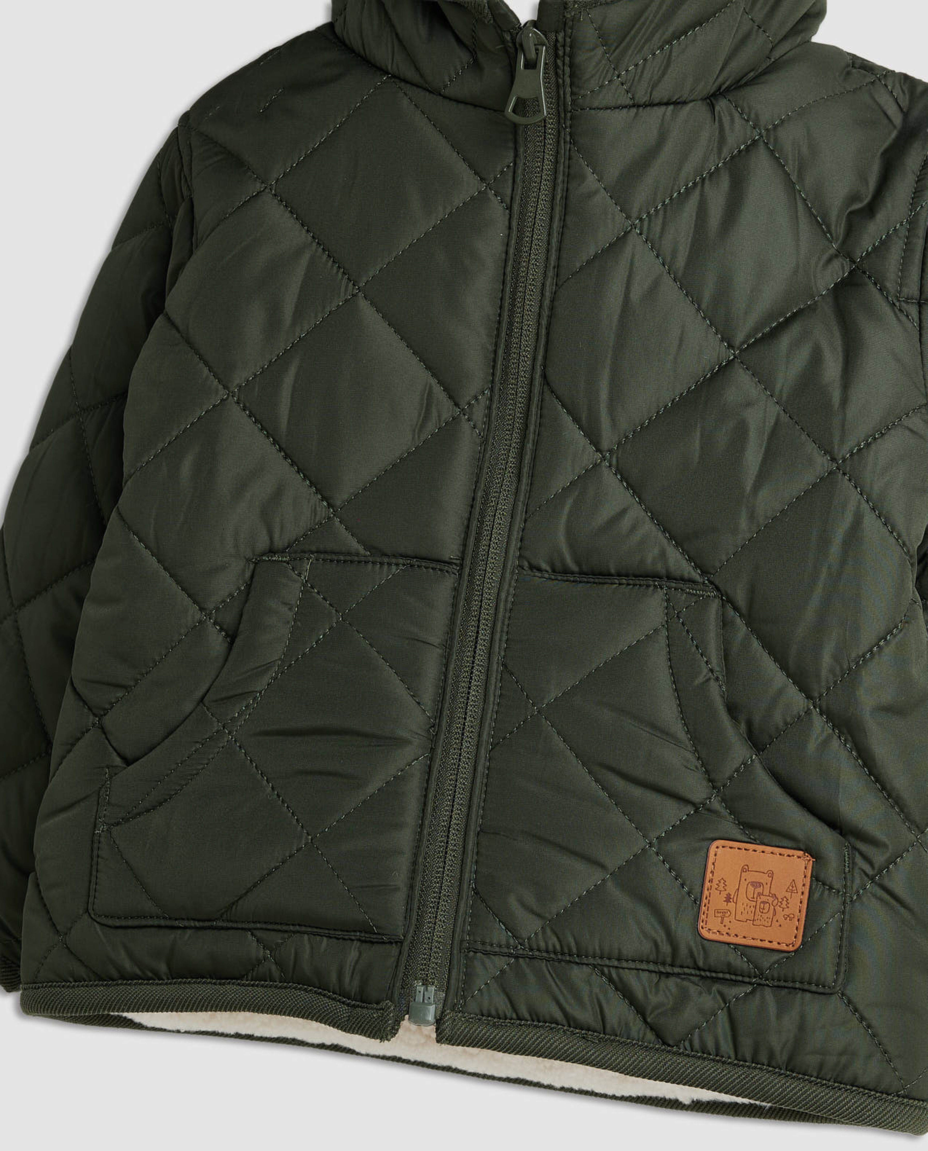 Quilted Hooded Jacket with Zipper Closure