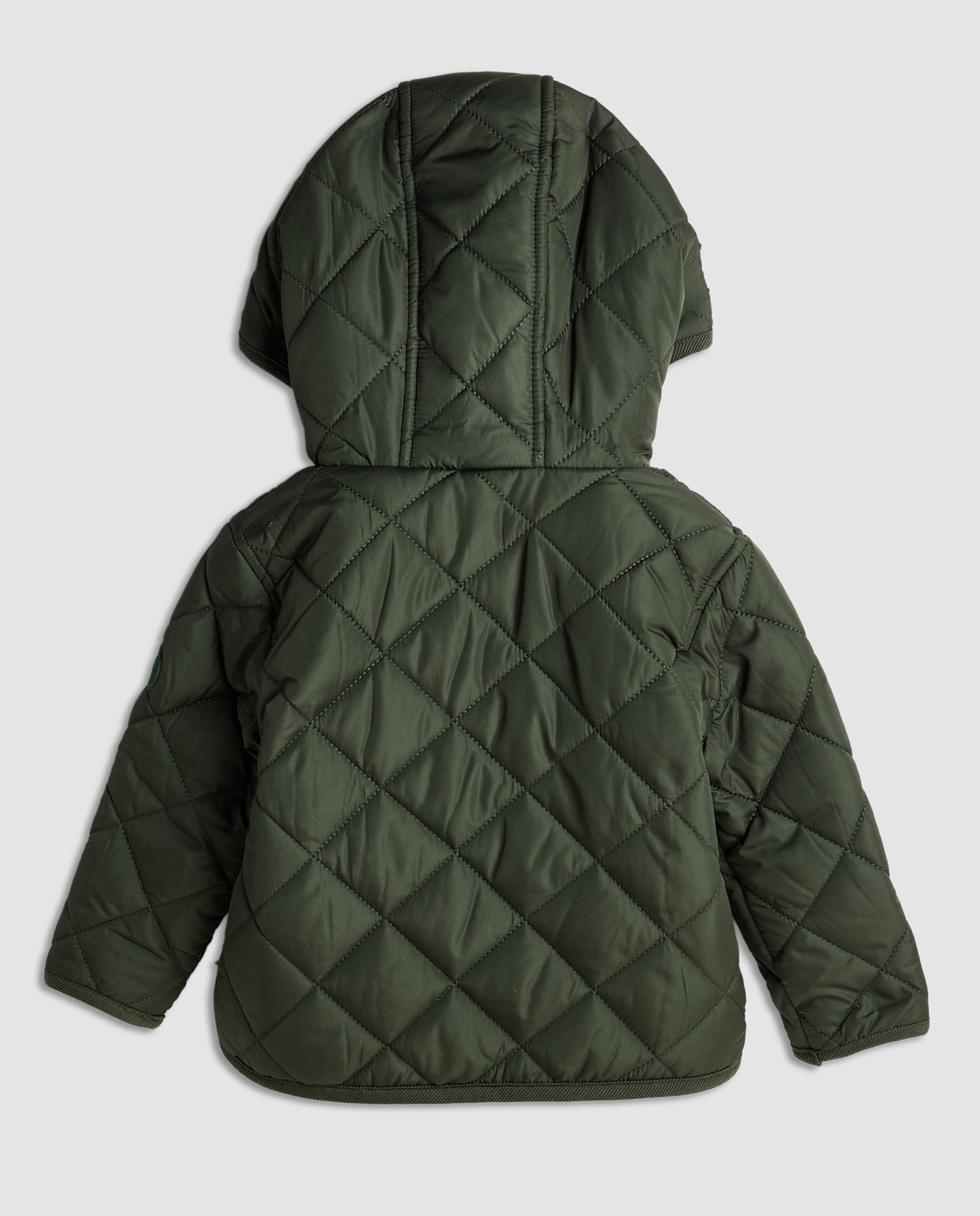 Quilted Hooded Jacket with Zipper Closure