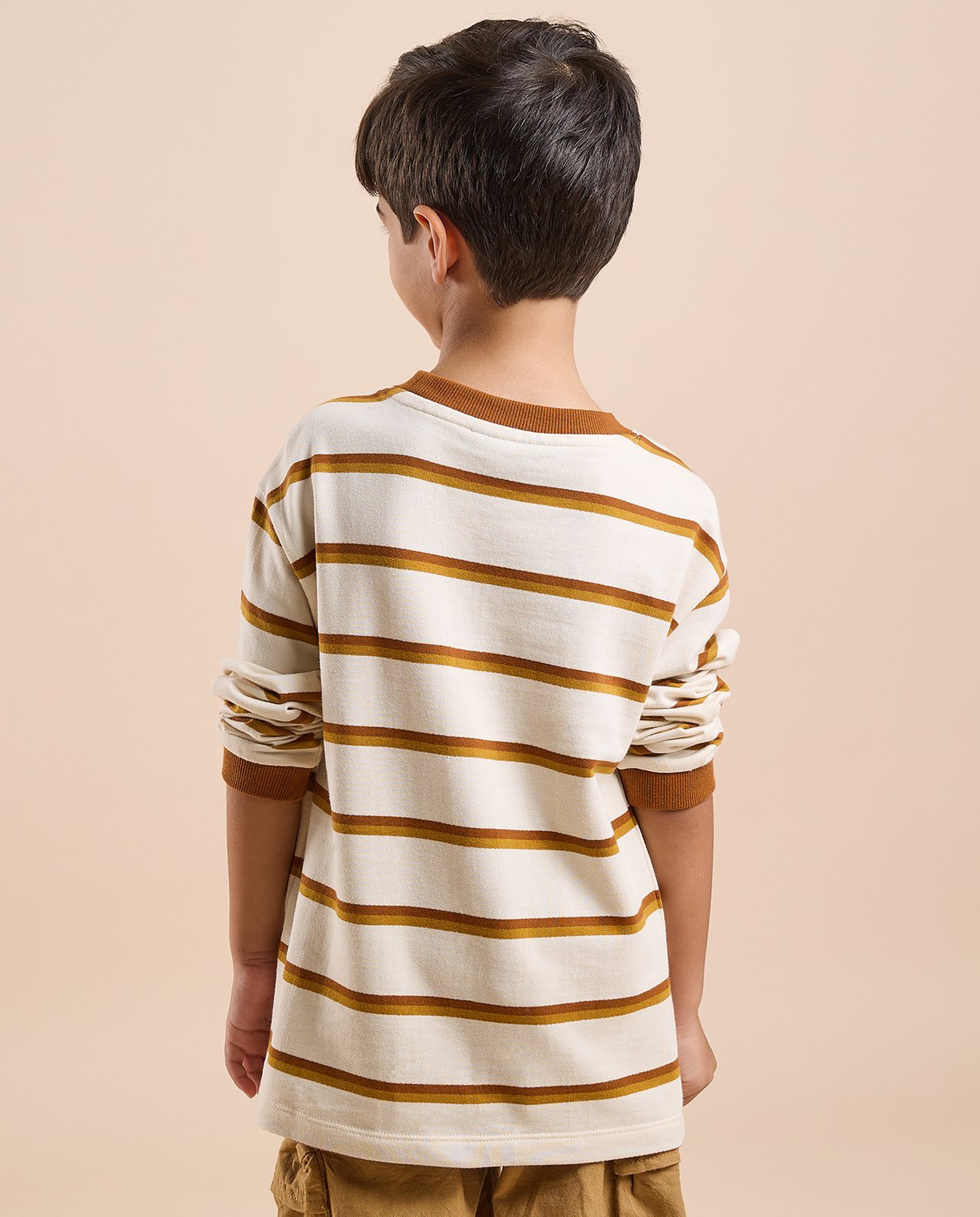 Striped T-Shirt with Crew Neck and Long Sleeves