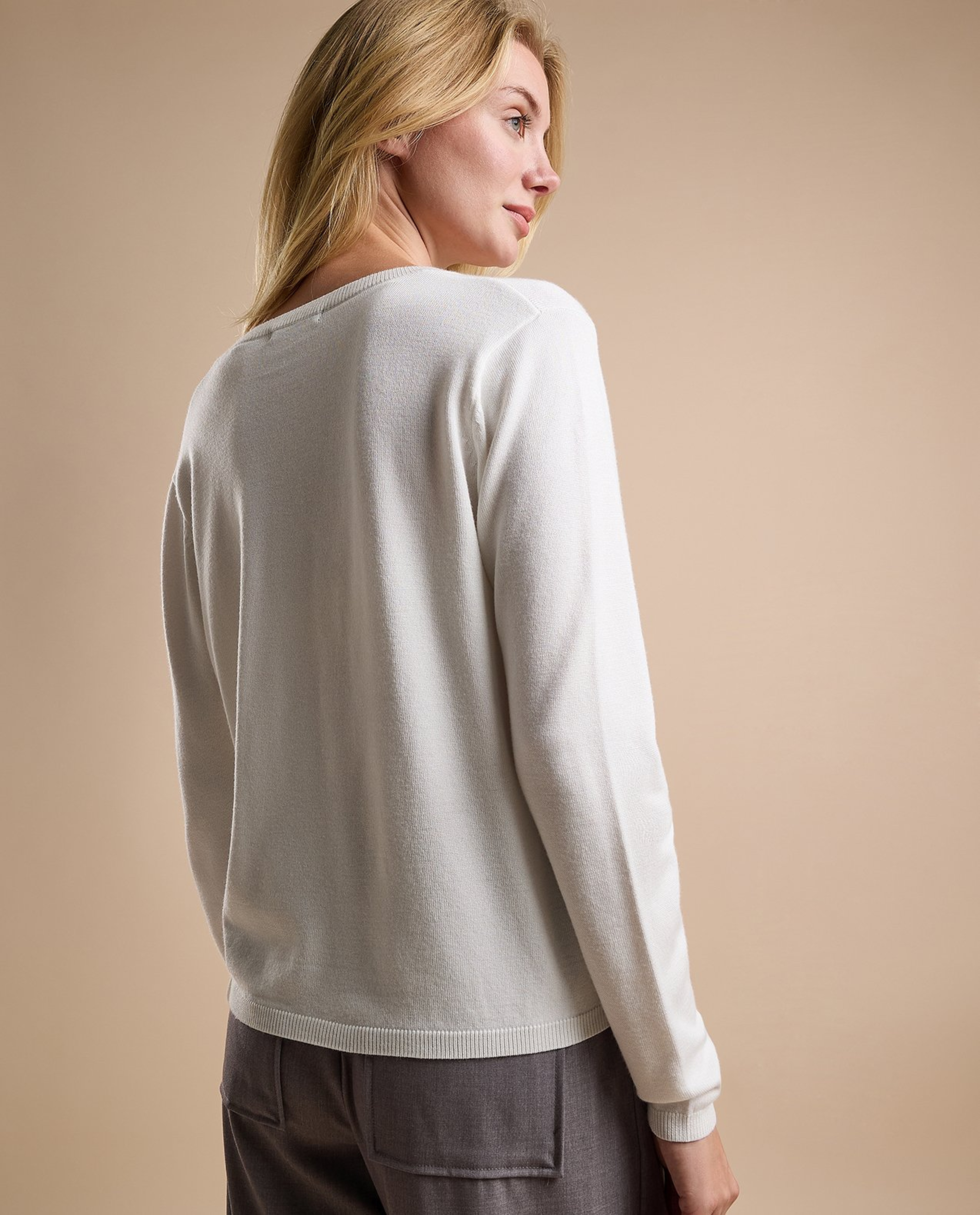 Solid V-Neck Cardigan with Button Closure