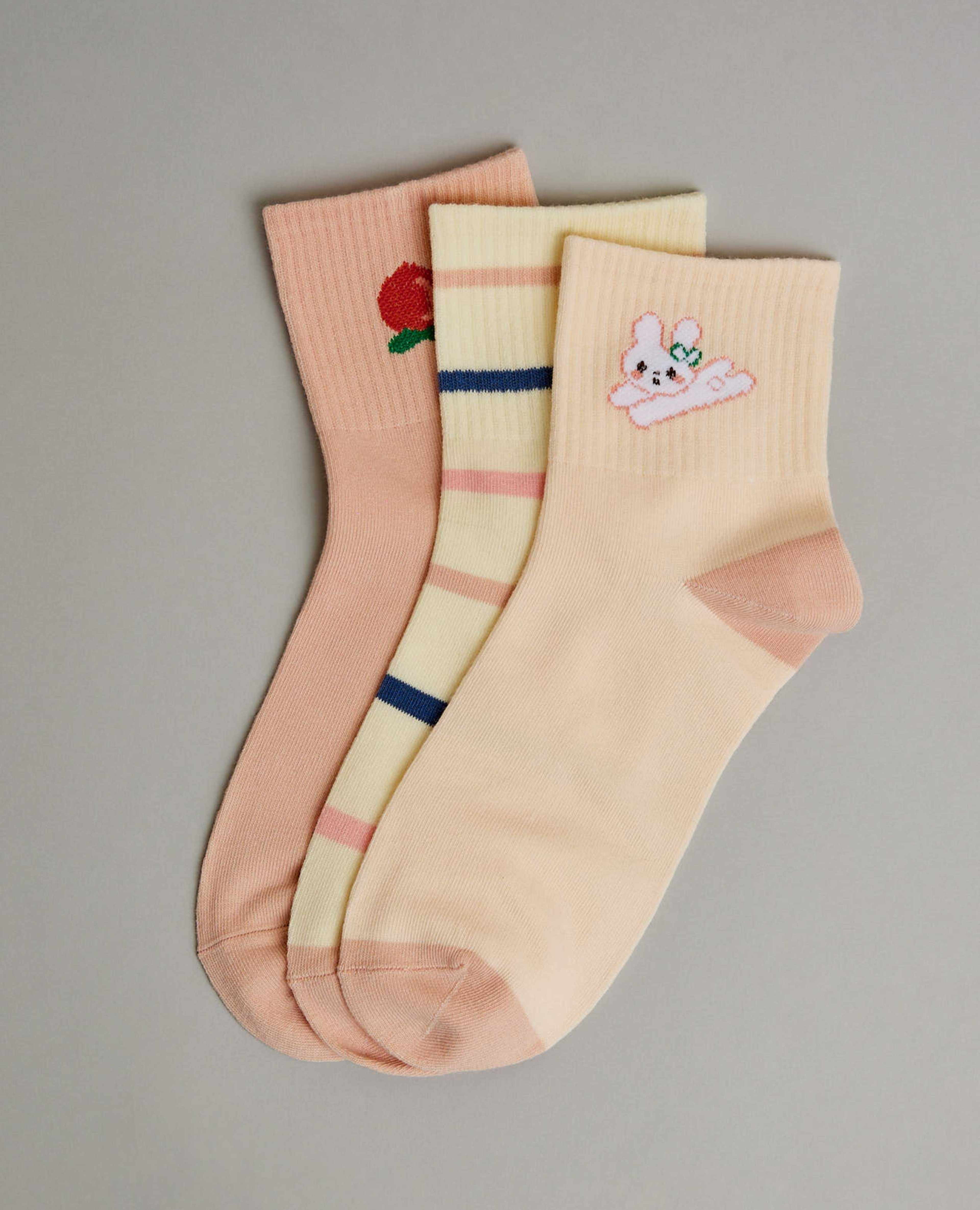 جوارب وسط بطبعة - 3 أزواج