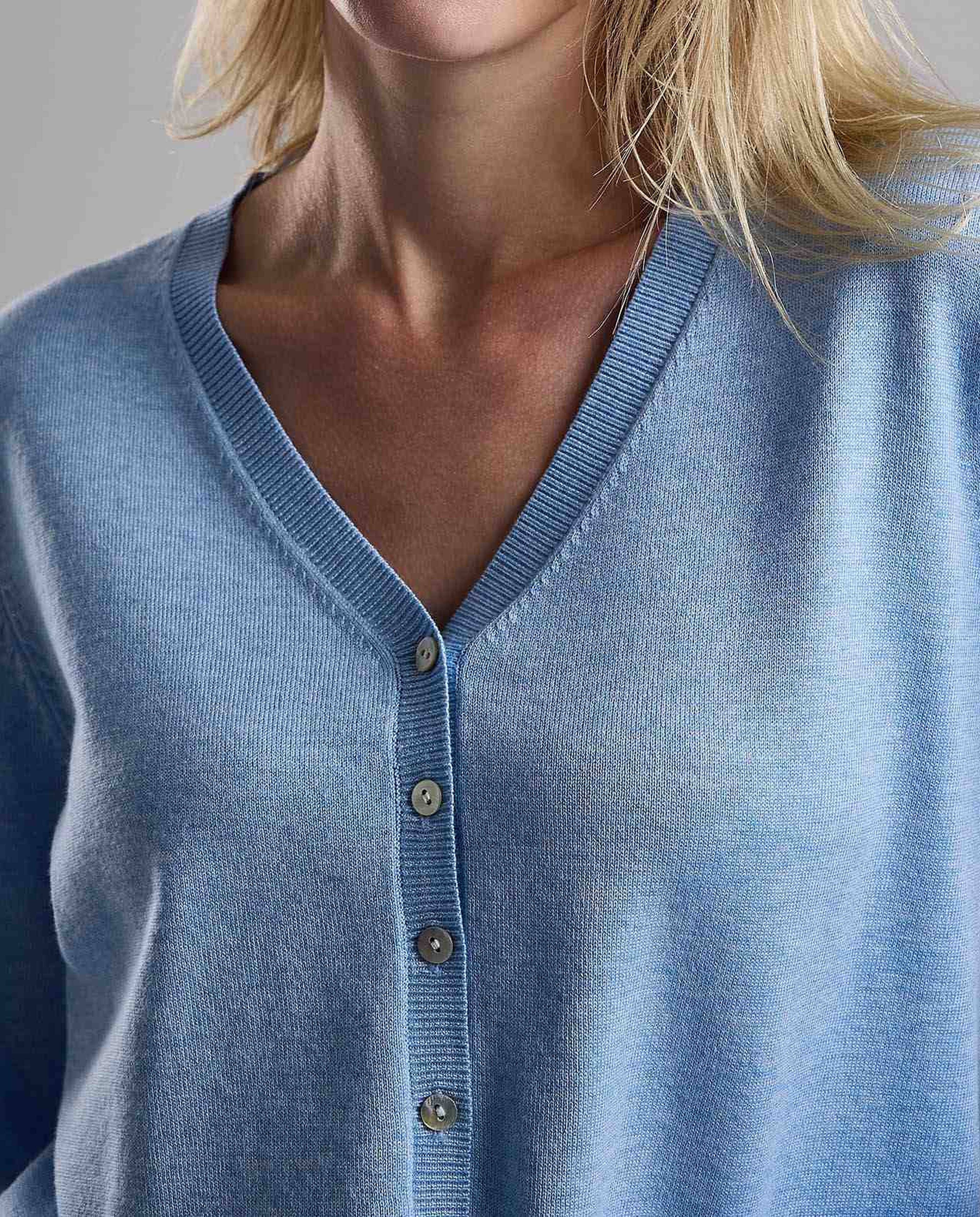 Solid V-Neck Cardigan with Button Closure