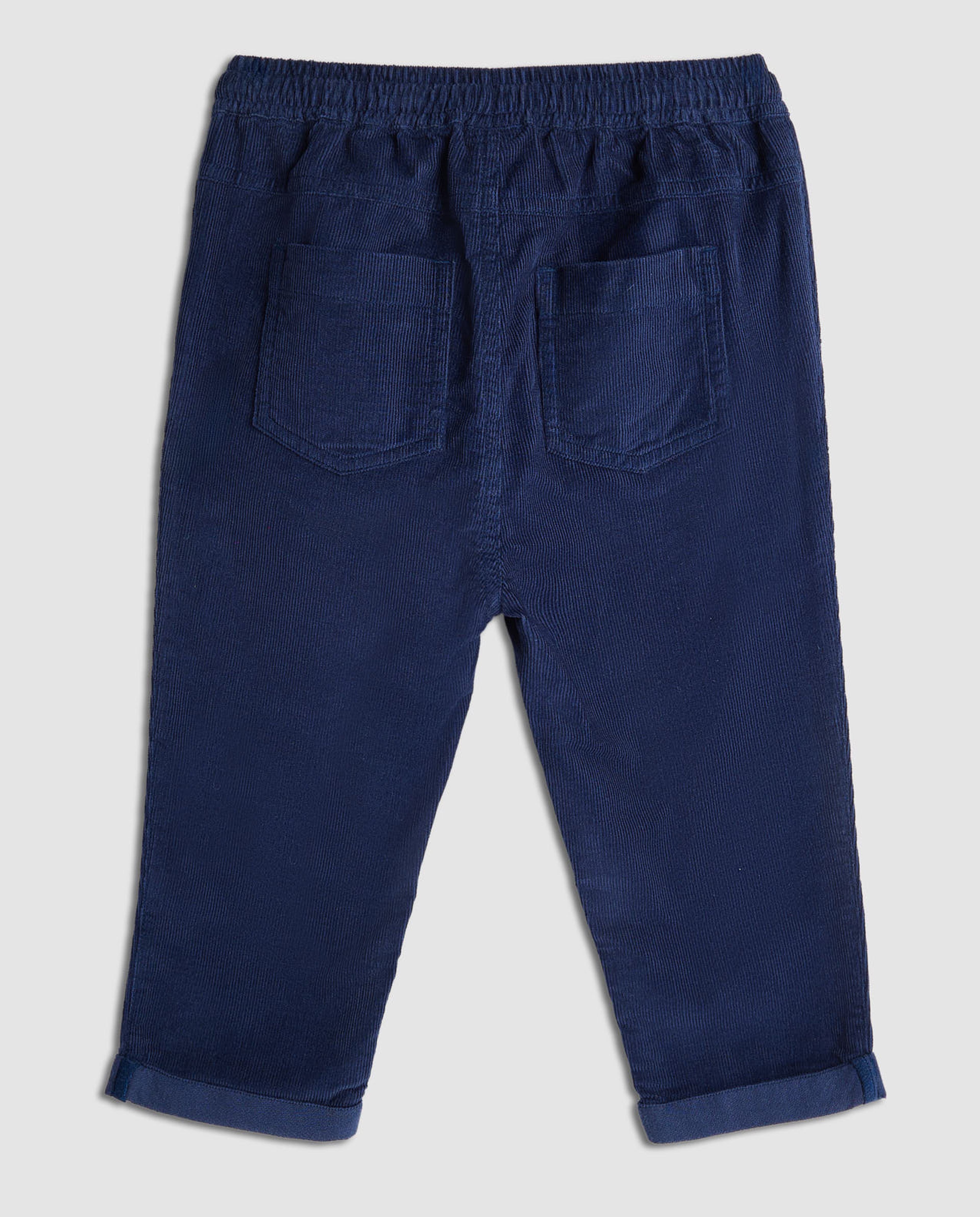 Textured Straight Fit Pants with Drawstring Waist