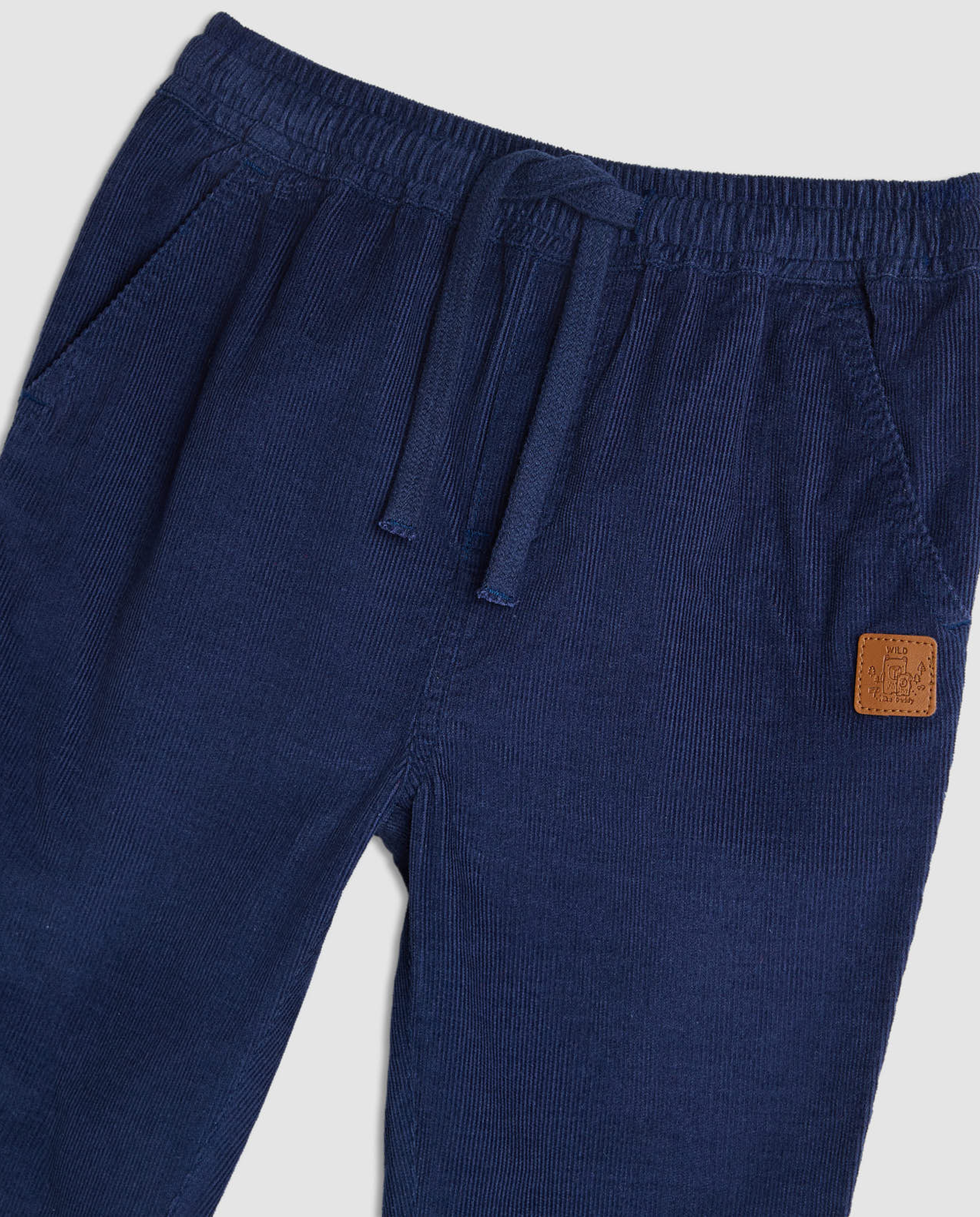 Textured Straight Fit Pants with Drawstring Waist