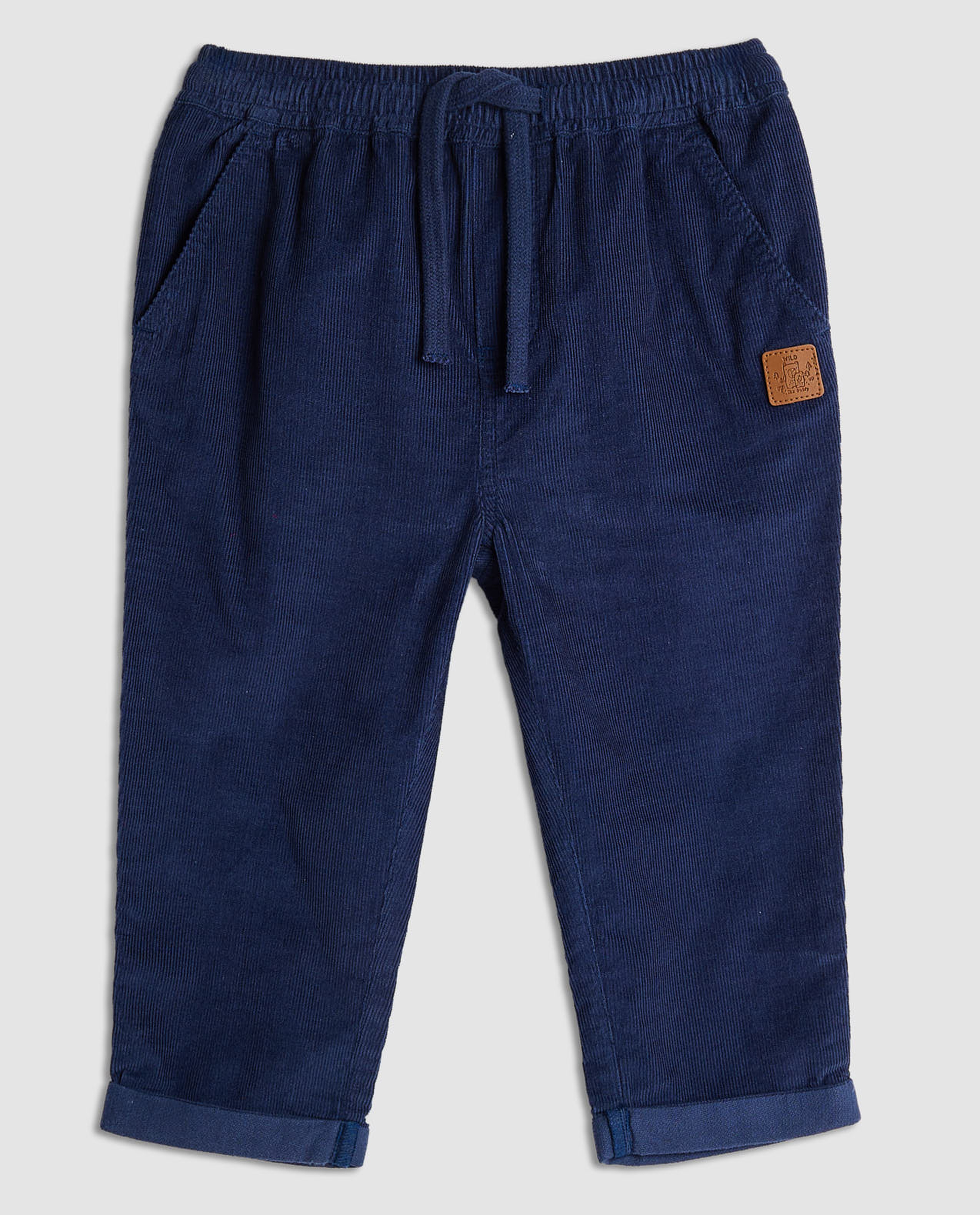 Textured Straight Fit Pants with Drawstring Waist