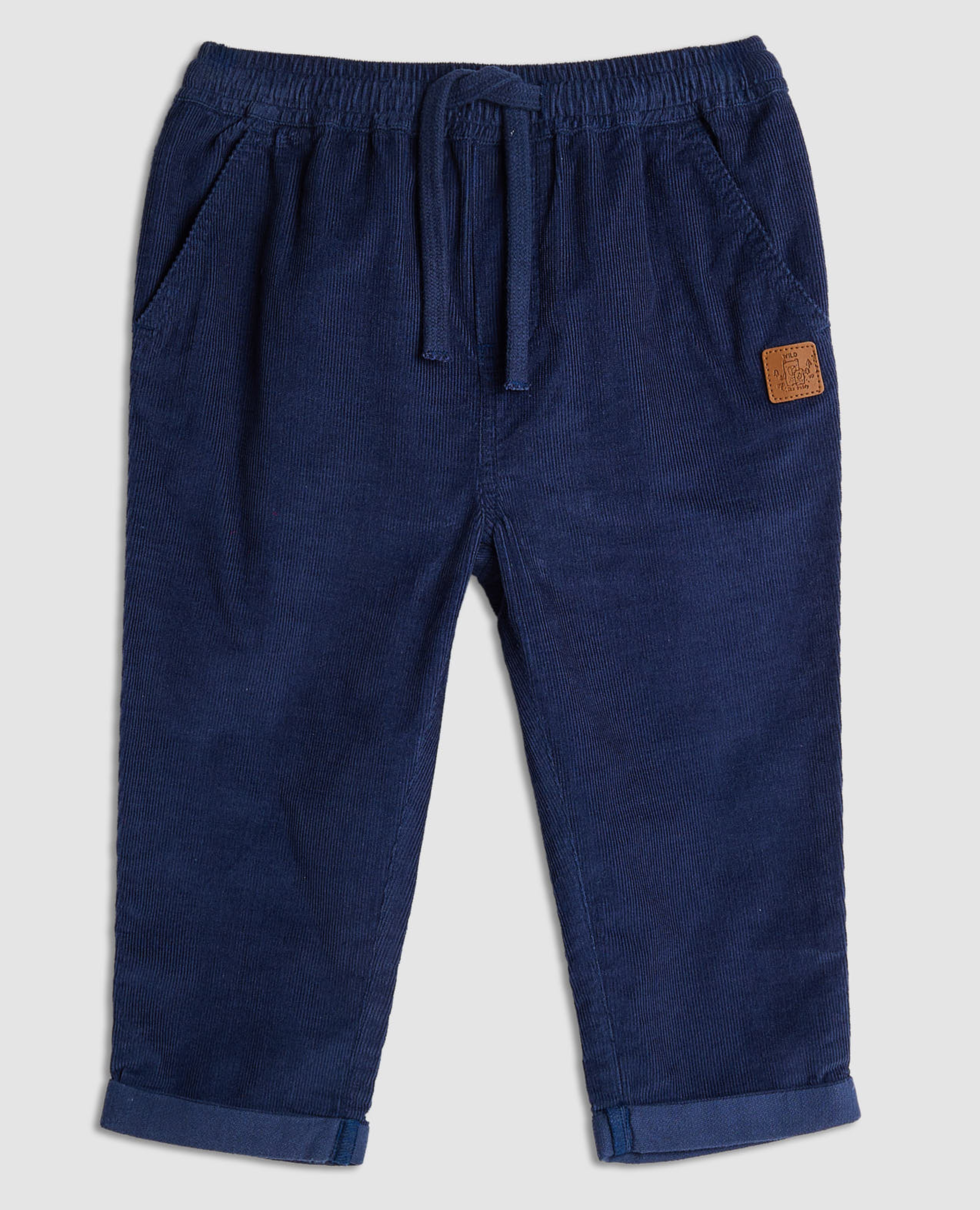 Textured Straight Fit Pants with Drawstring Waist