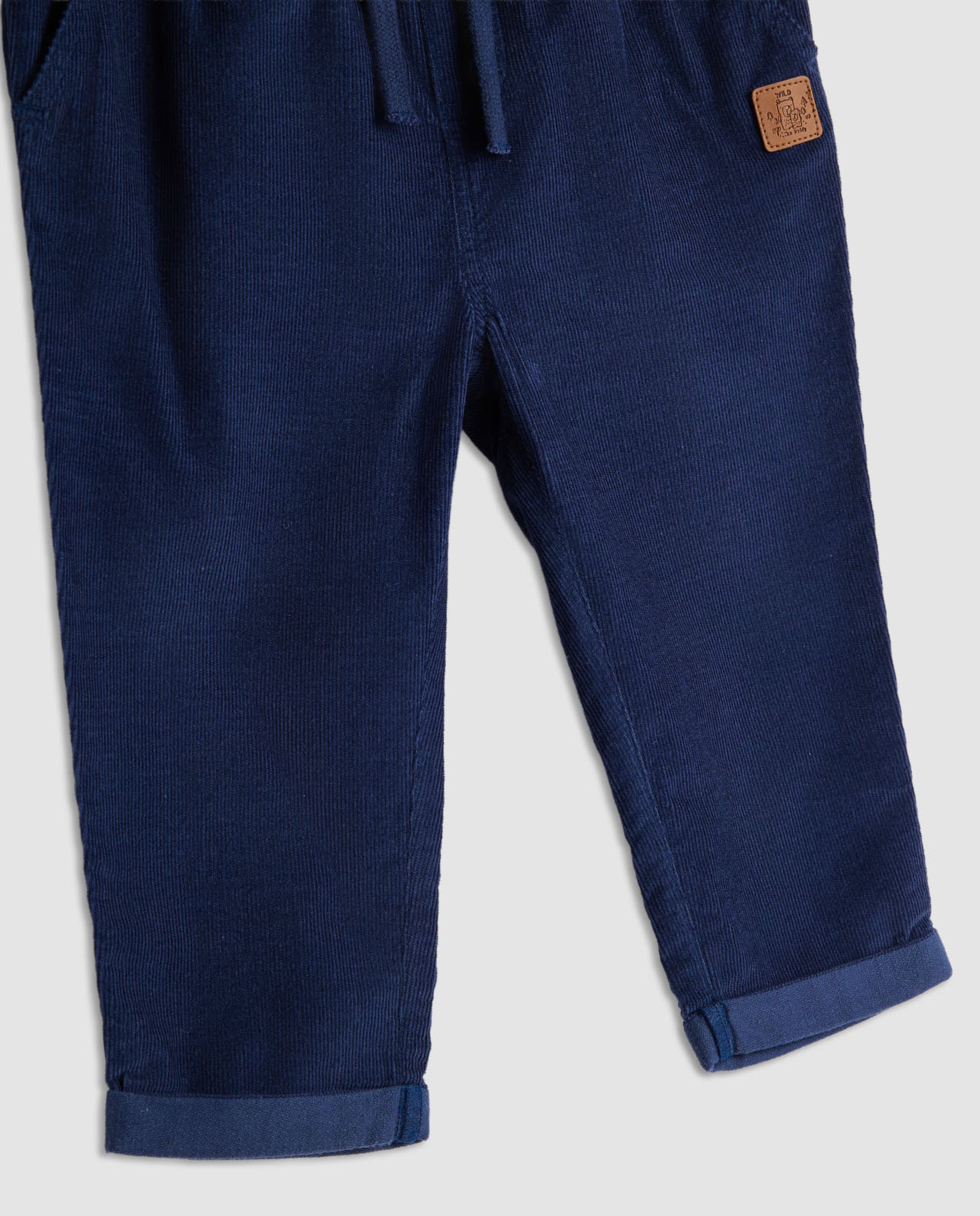 Textured Straight Fit Pants with Drawstring Waist