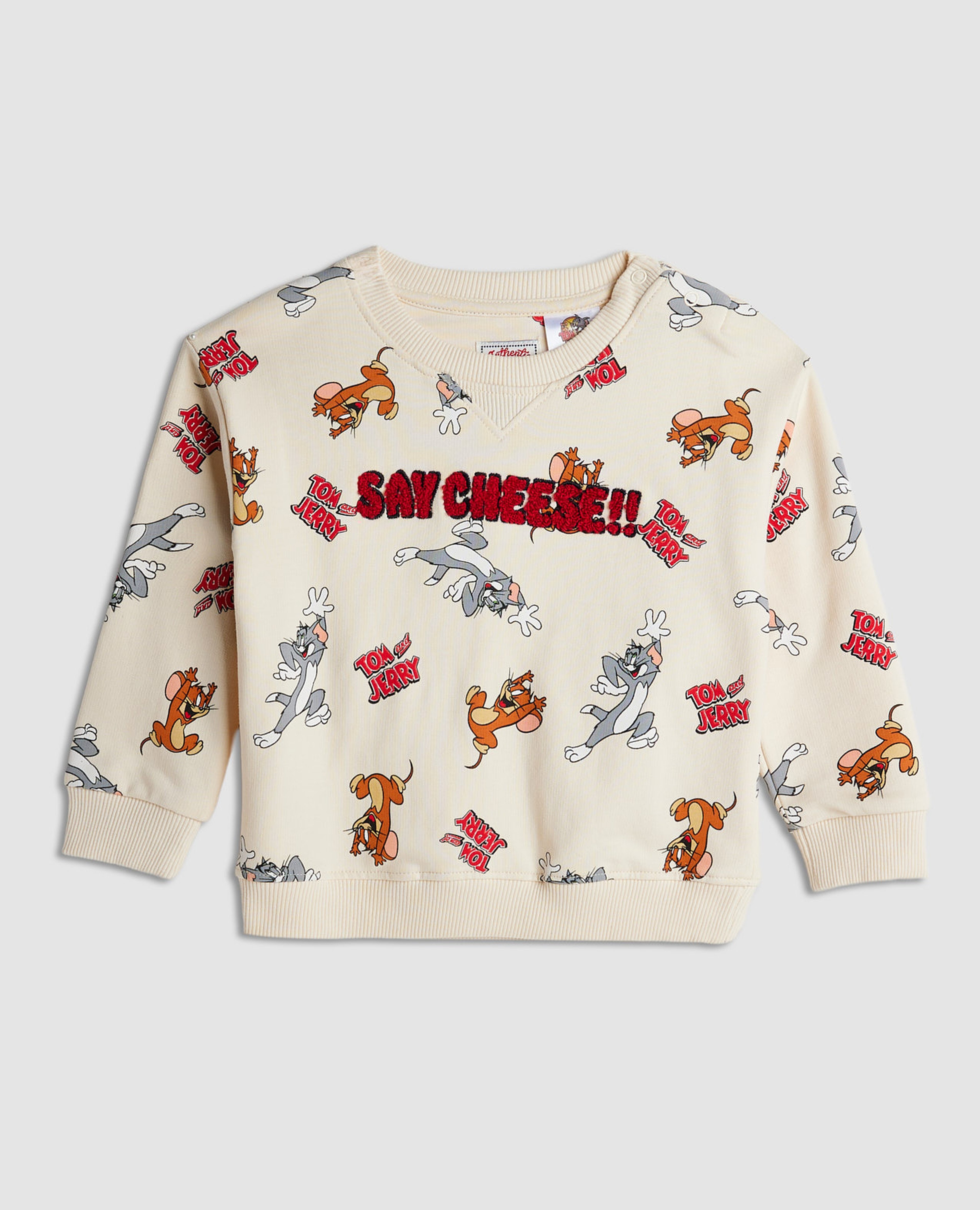 Tom & Jerry Sweatshirt with Crew Neck and Long Sleeves