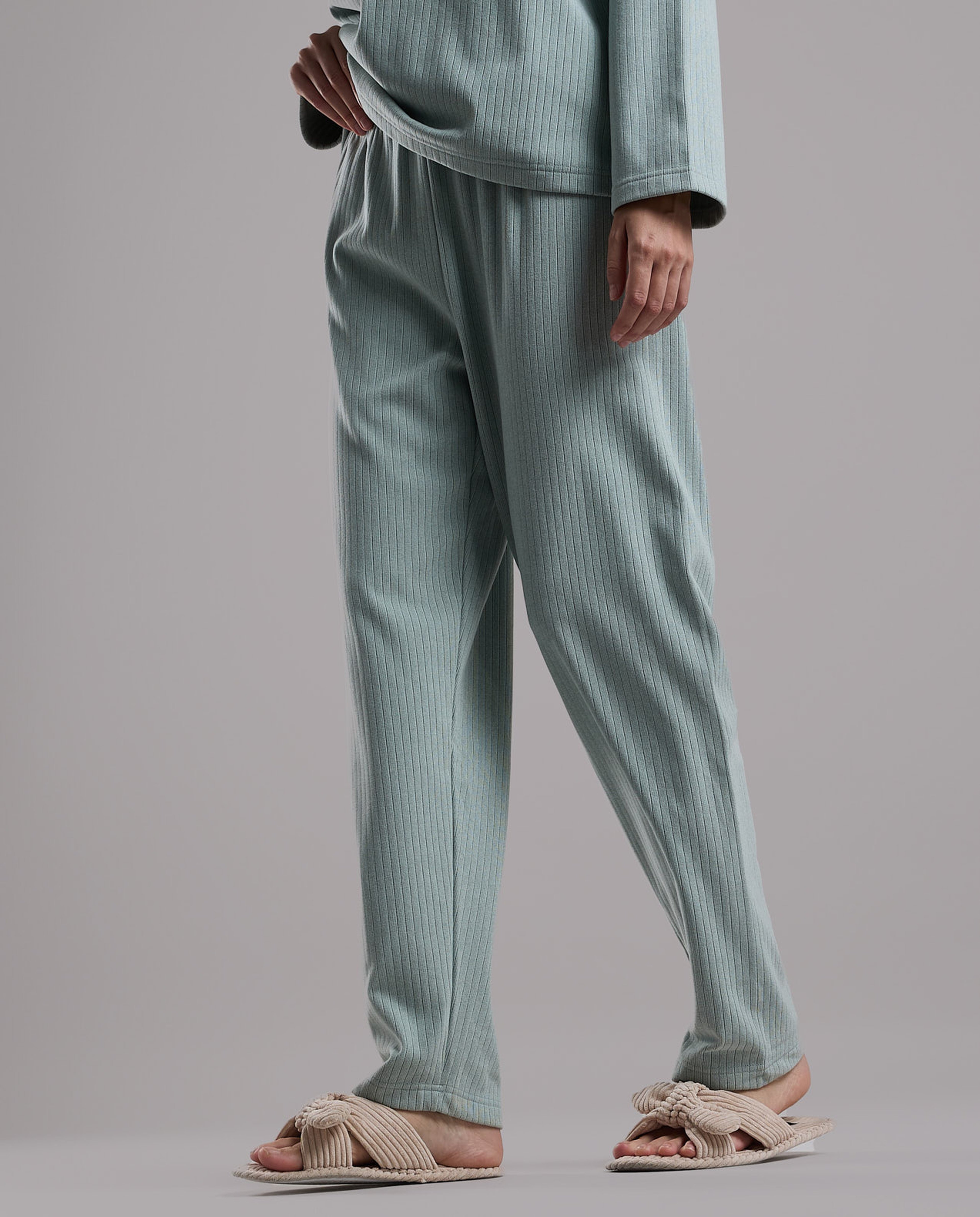 Ribbed Long Sleeves Pyjama Set