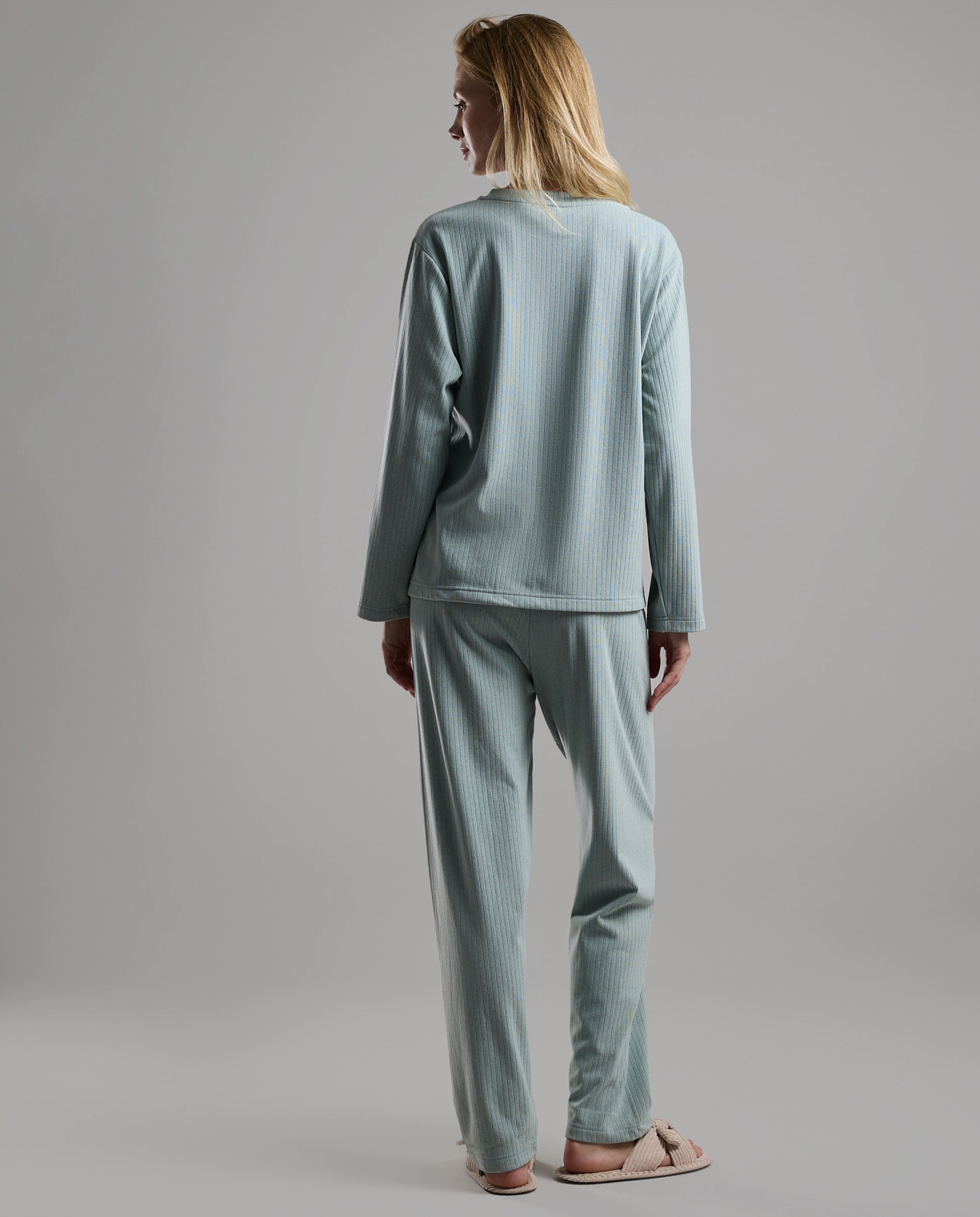 Ribbed Long Sleeves Pyjama Set