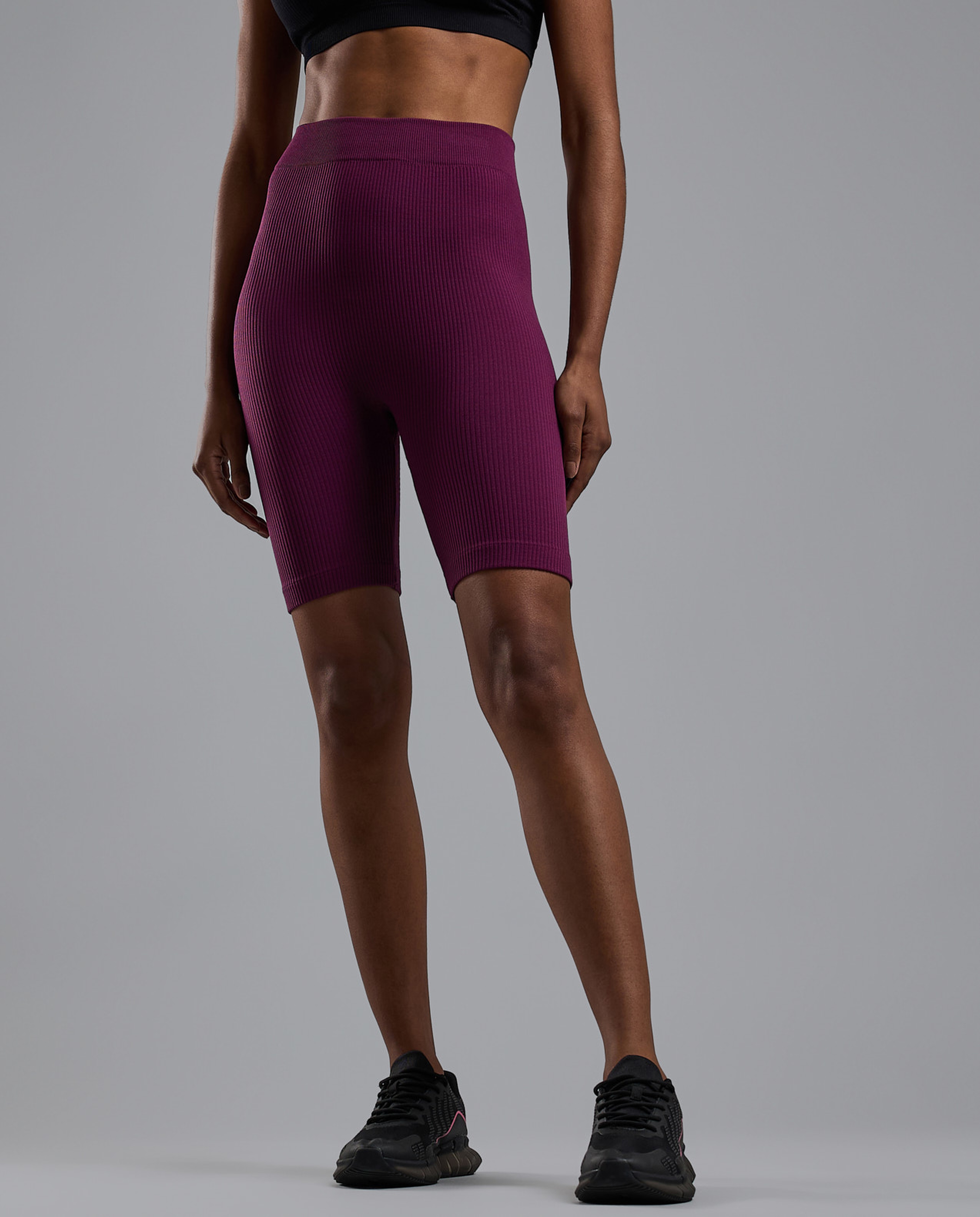 Solid Biker Shorts with Elastic Waist