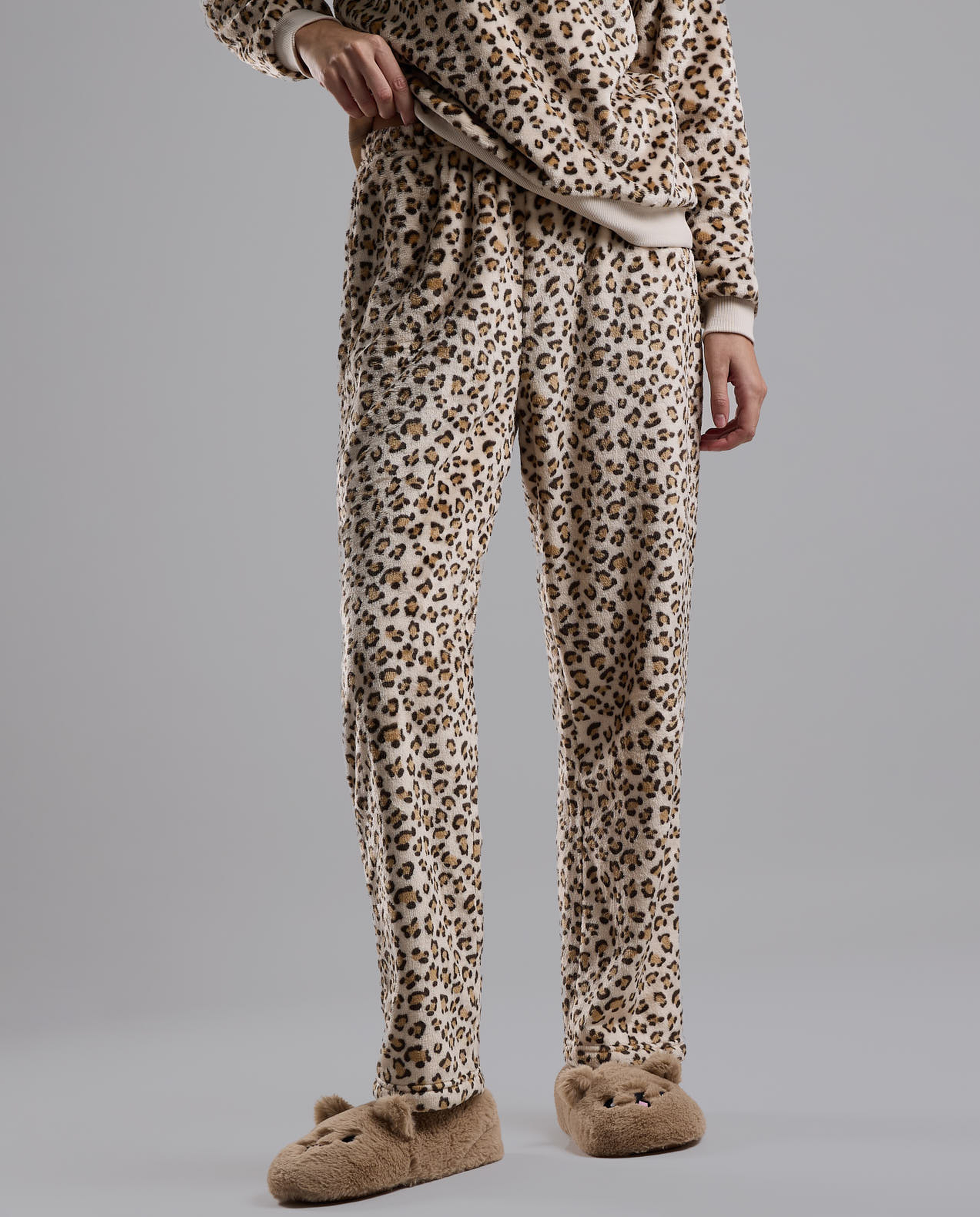 Animal Patterned Fleece Pyjama Set