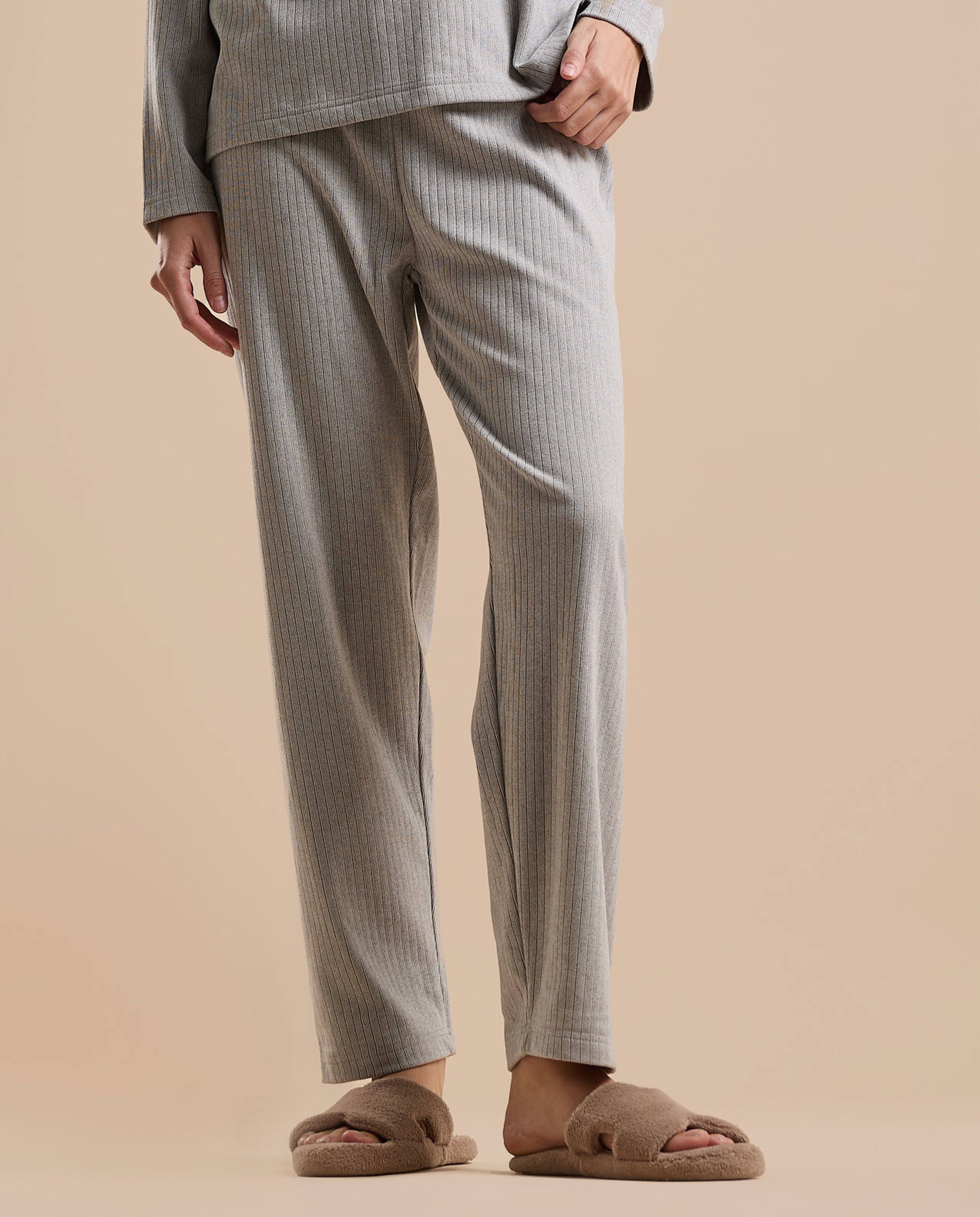 Ribbed Long Sleeves Pyjama Set