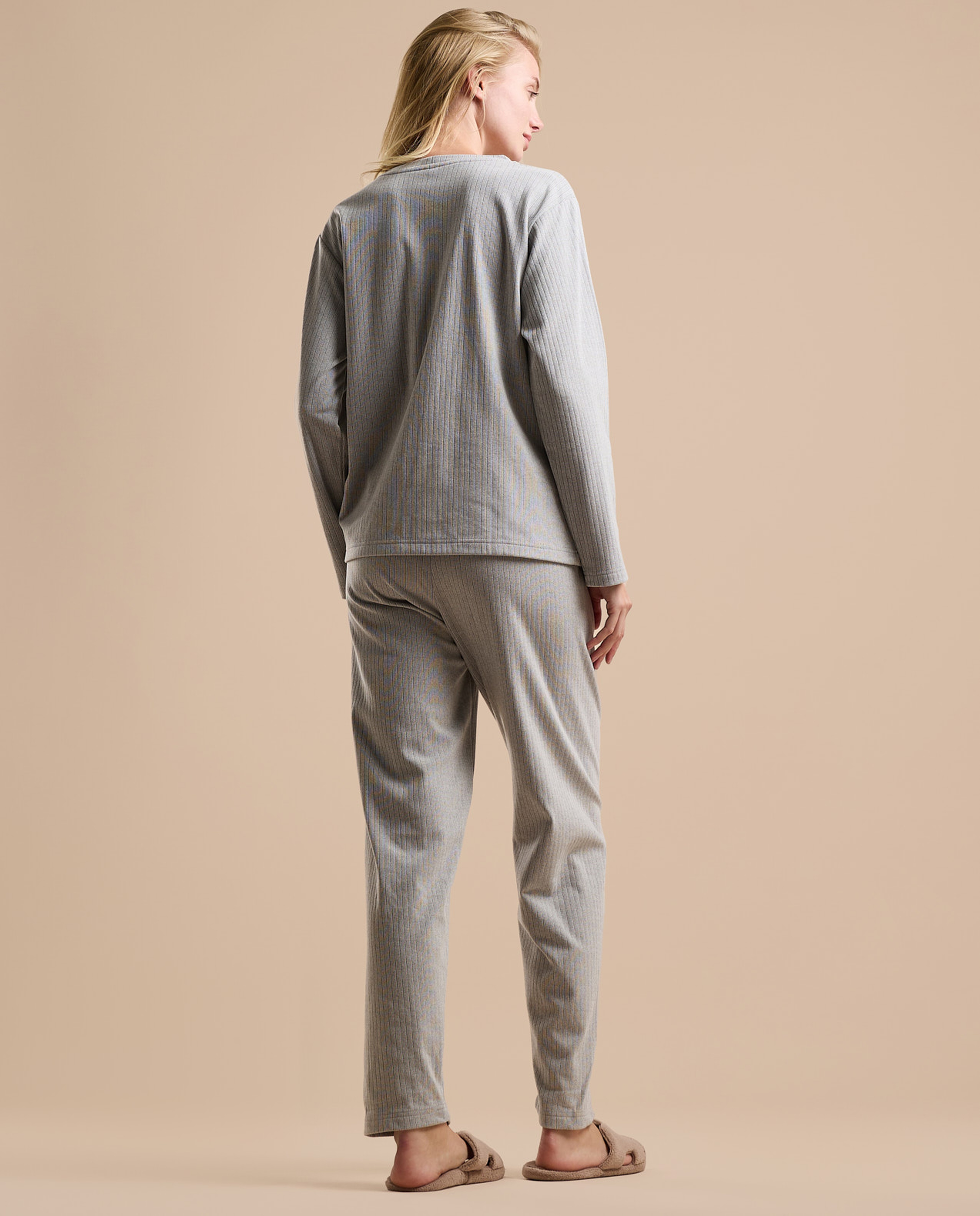 Ribbed Long Sleeves Pyjama Set