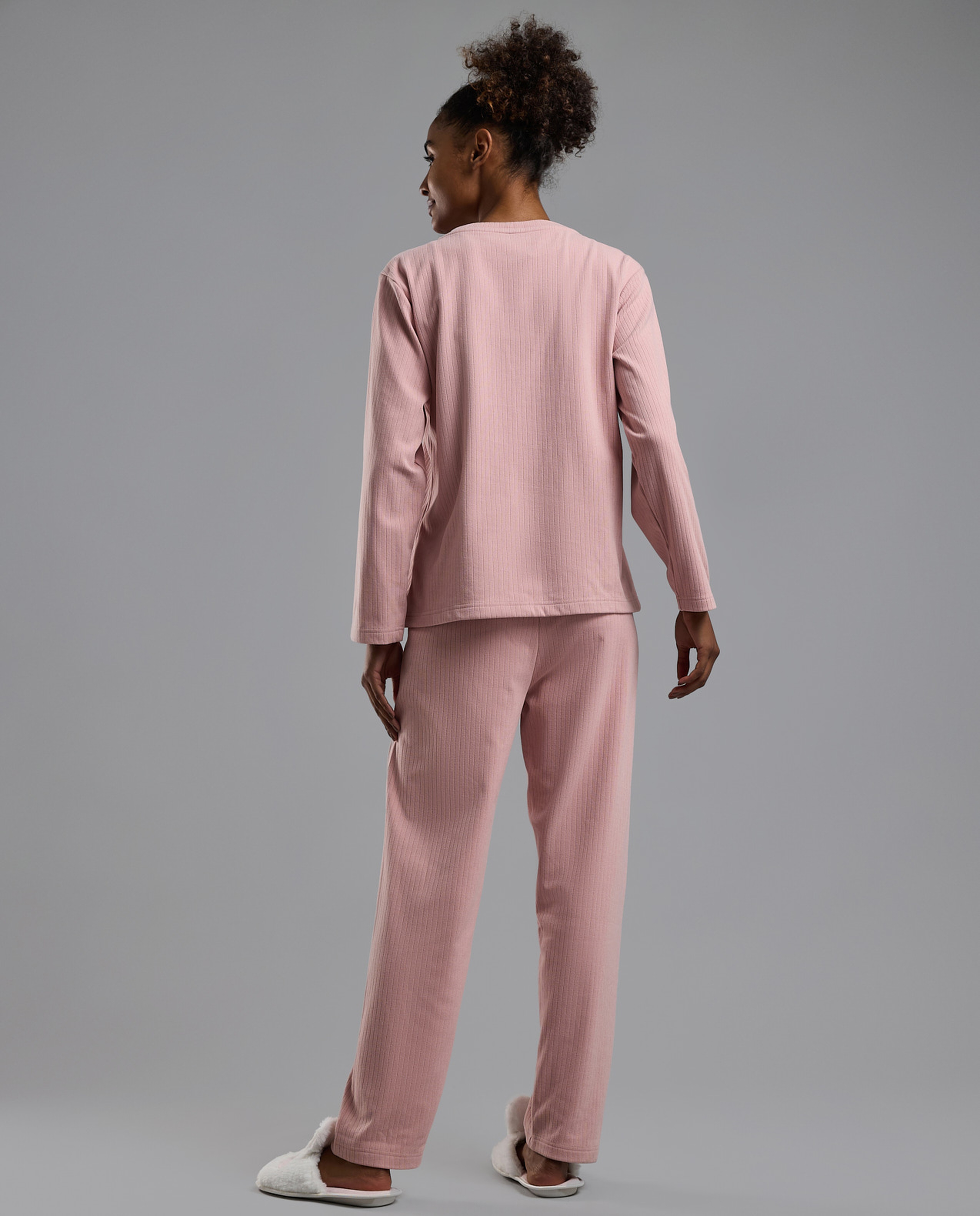 Ribbed Full Sleeves Pyjama Set