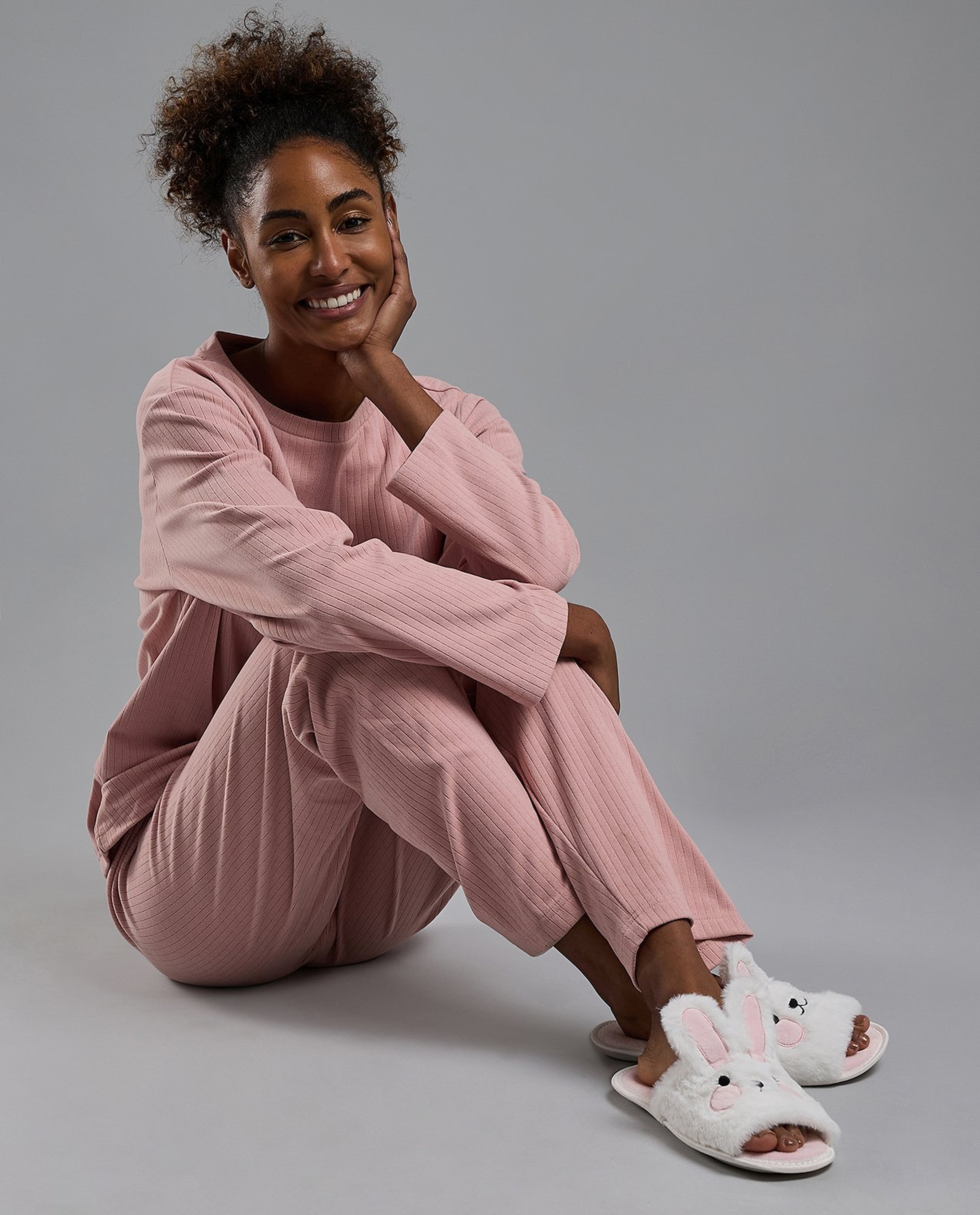 Ribbed Full Sleeves Pyjama Set