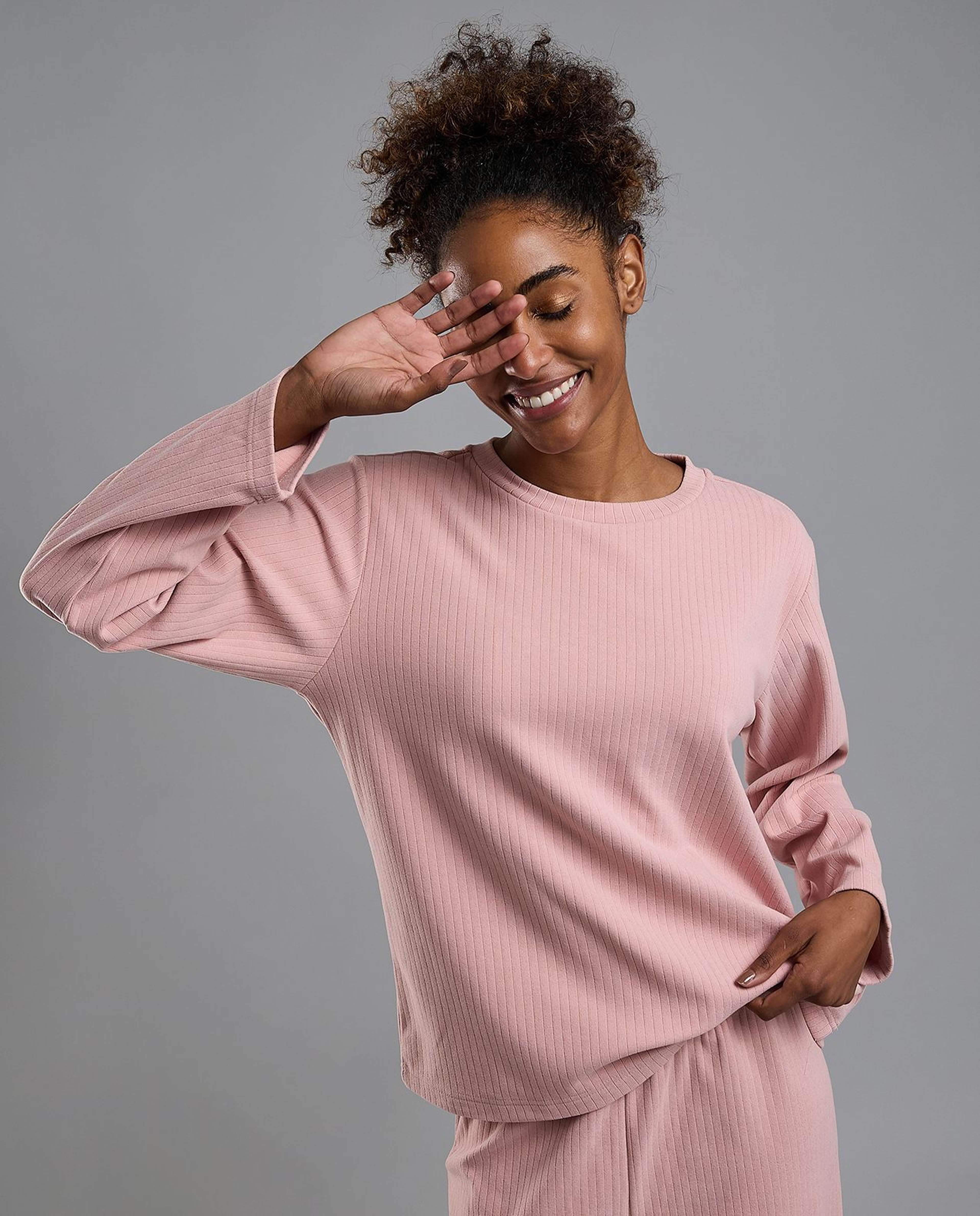 Ribbed Full Sleeves Pyjama Set