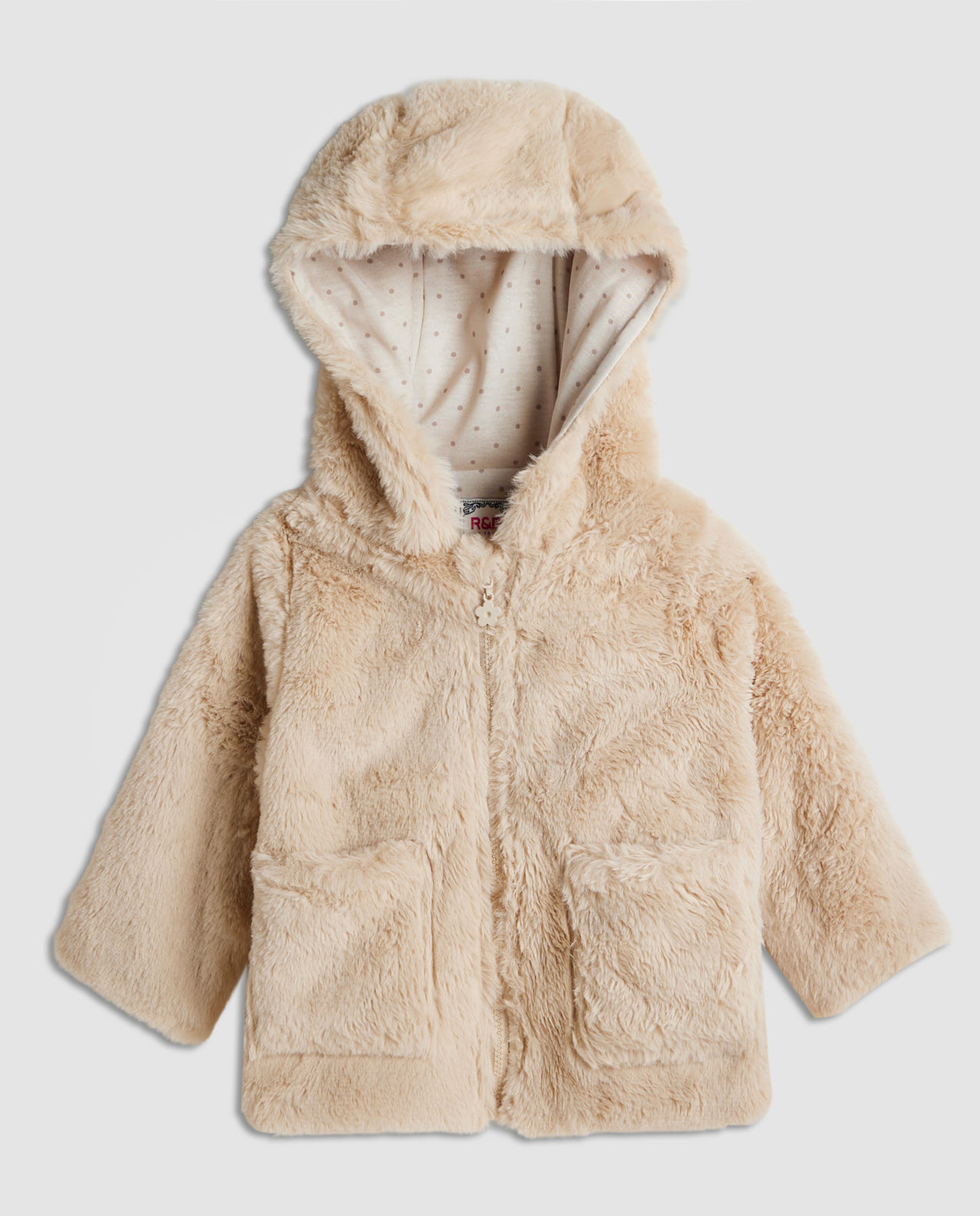 Furry Hooded Jacket with Zipper Closure