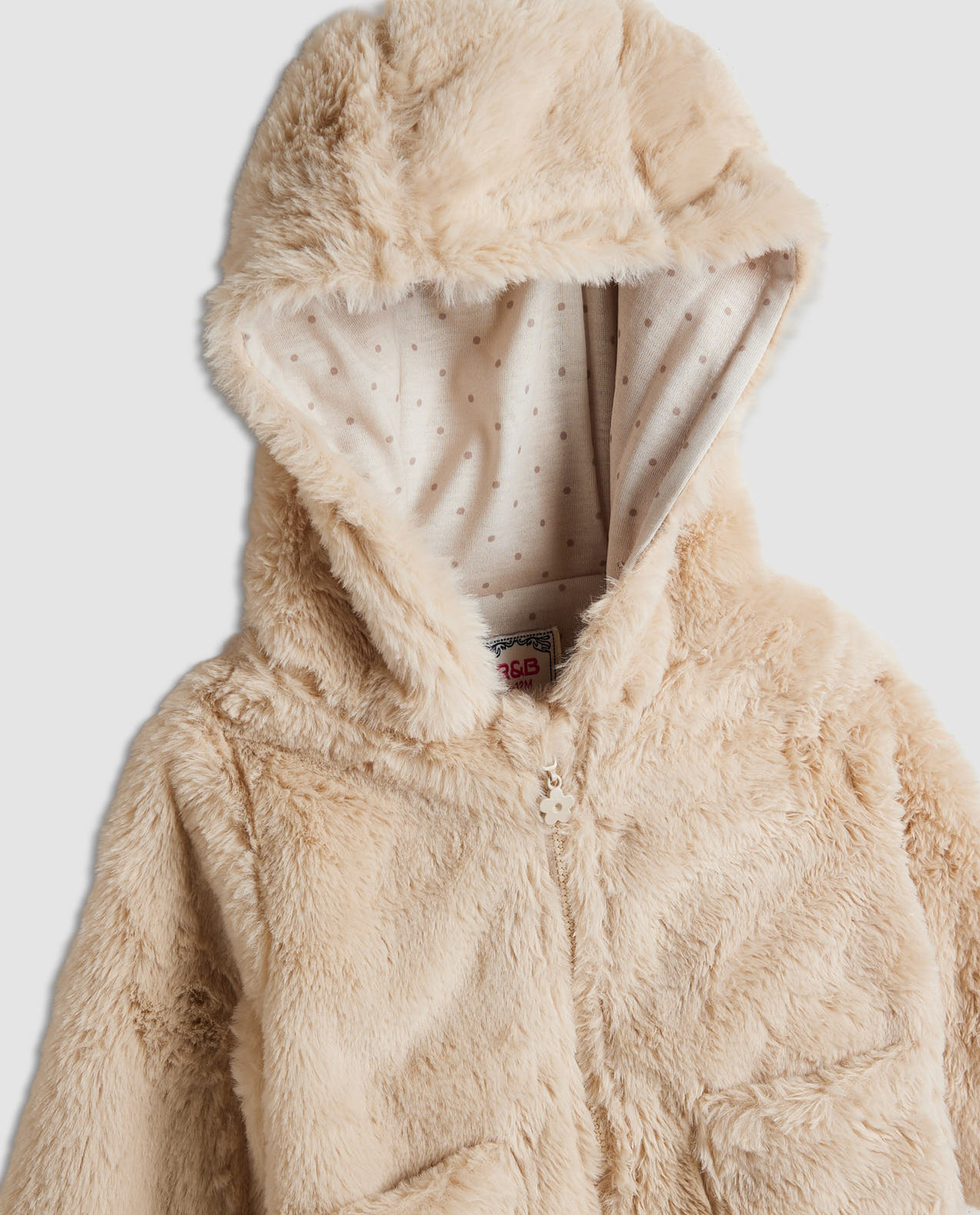 Furry Hooded Jacket with Zipper Closure