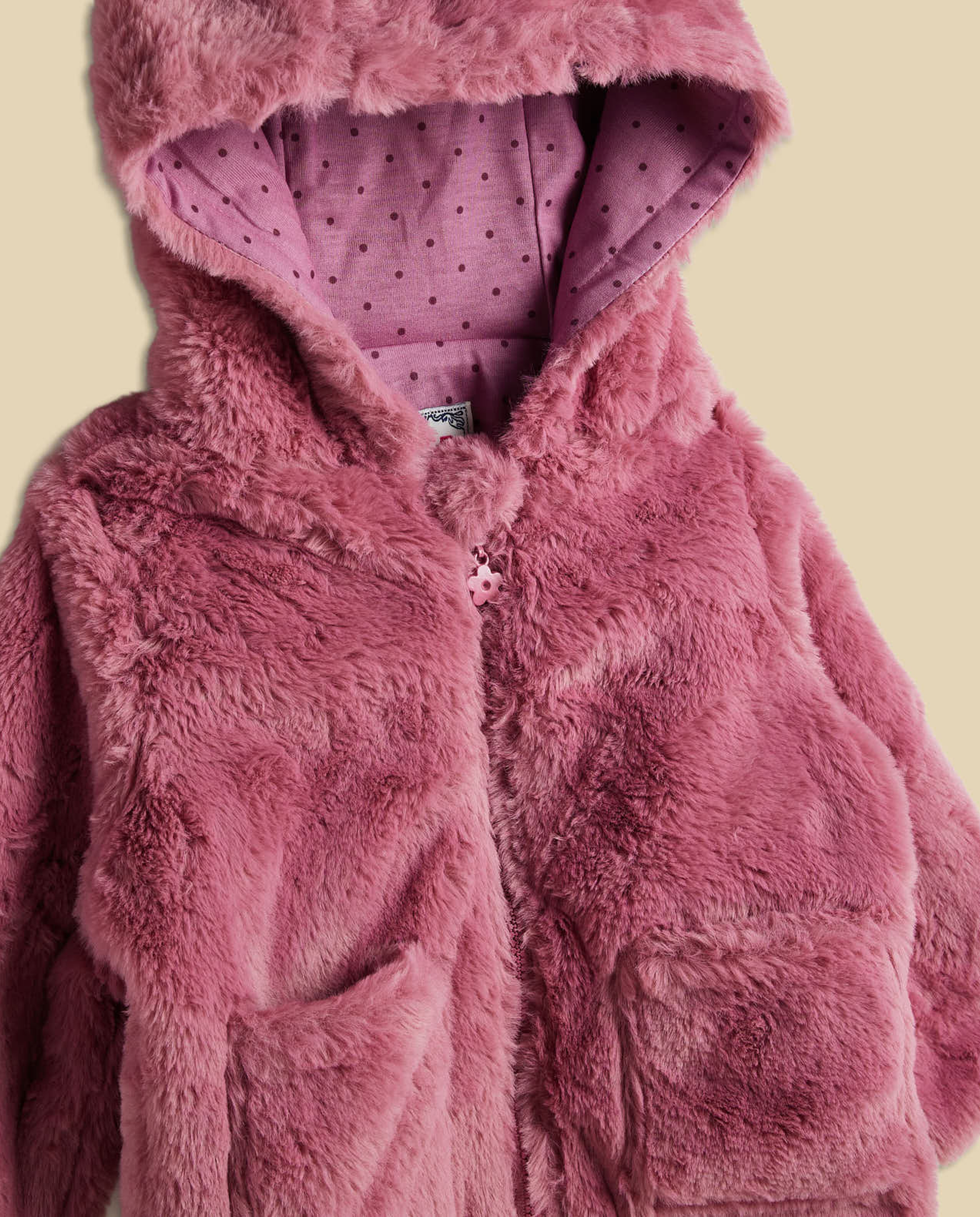 Furry Hooded Jacket with Zipper Closure