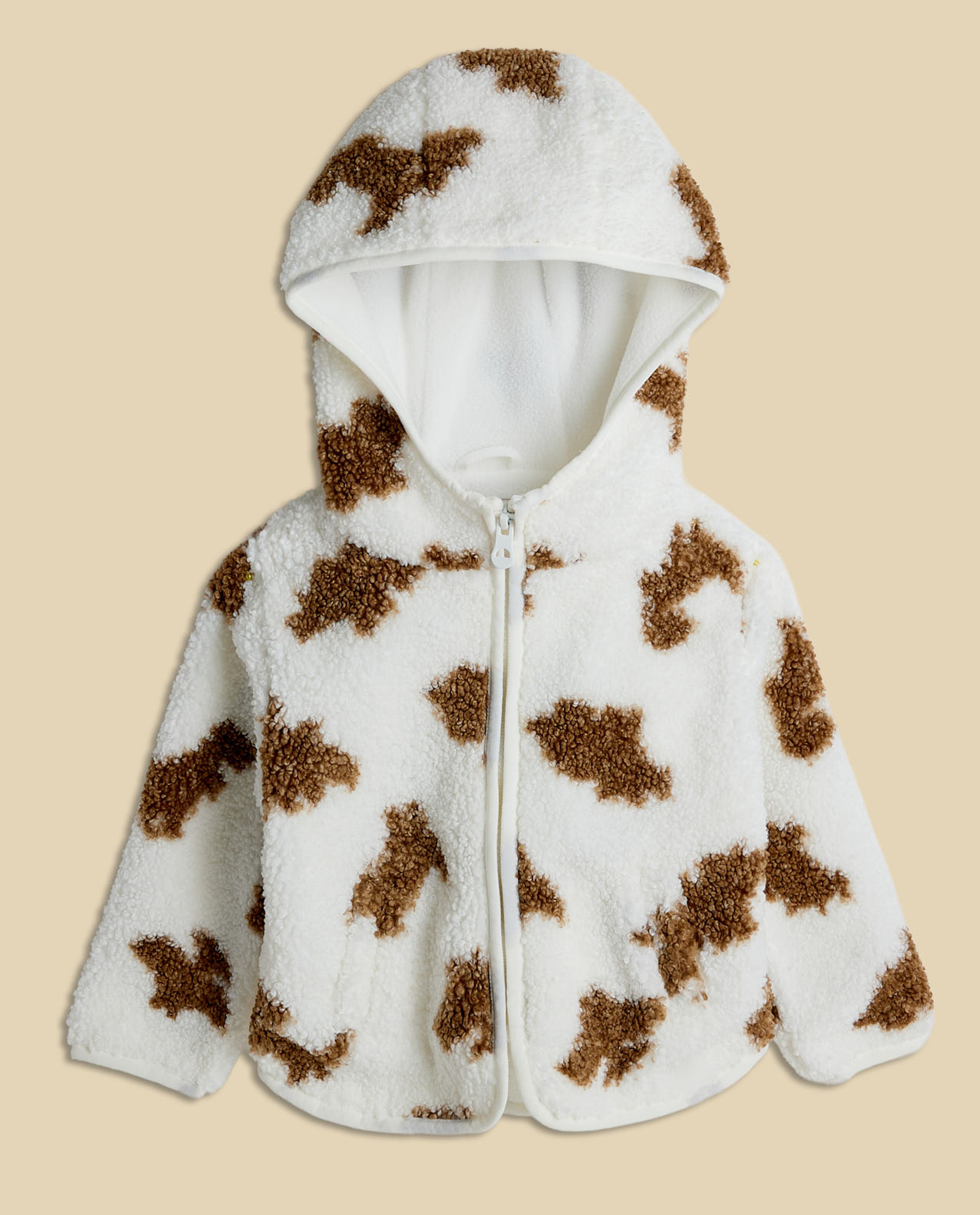 Furry Hooded Jacket with Zipper Closure