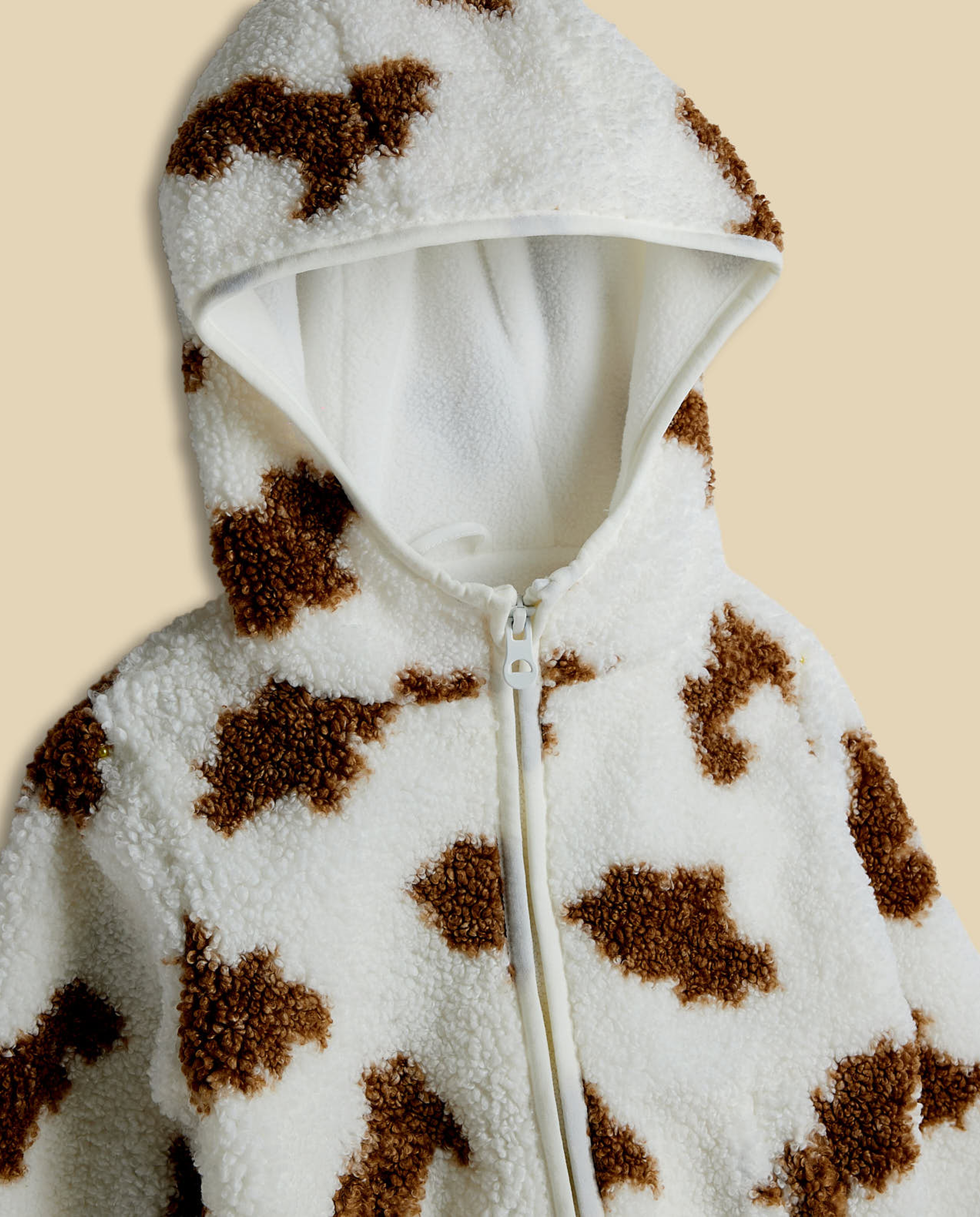 Furry Hooded Jacket with Zipper Closure