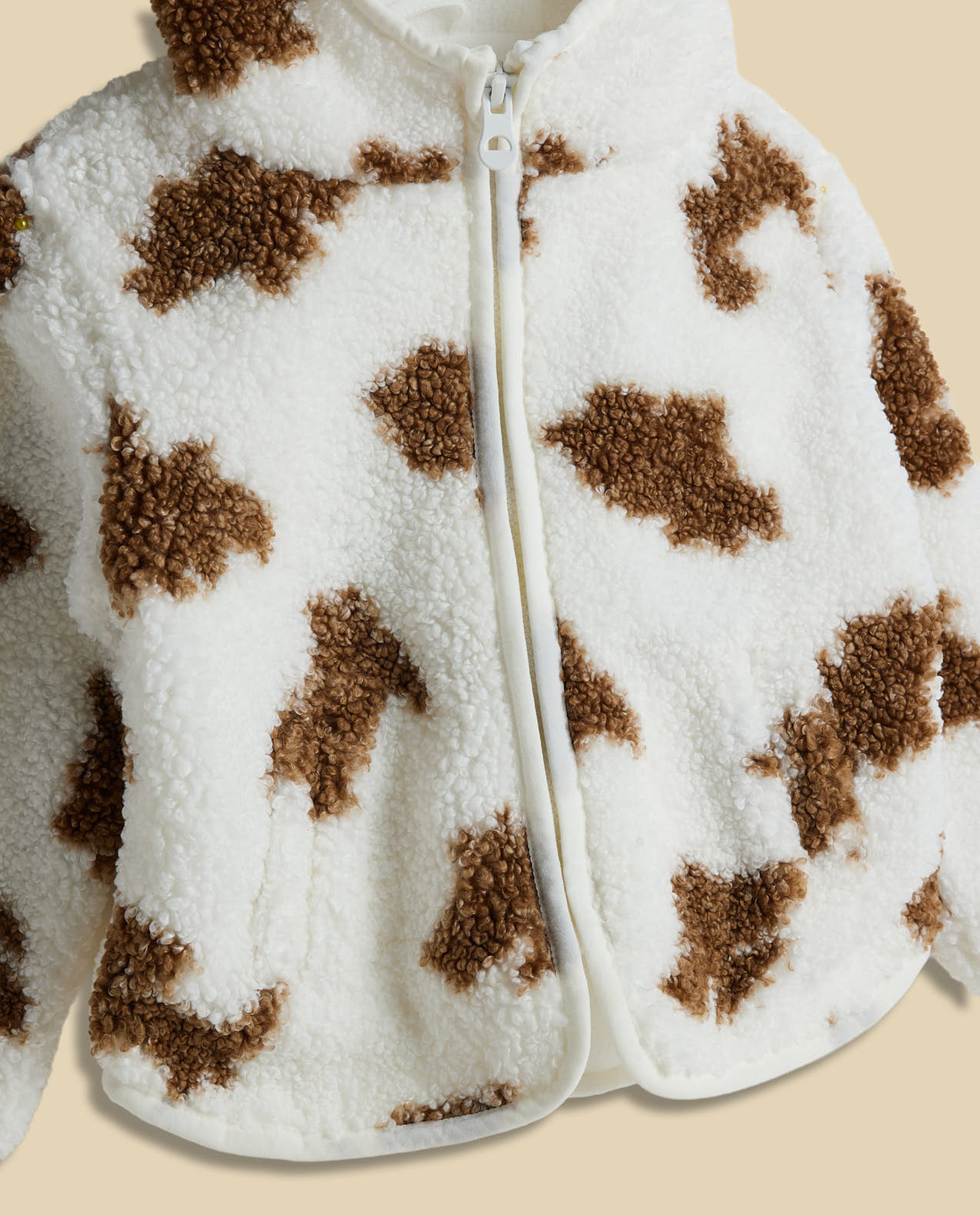 Furry Hooded Jacket with Zipper Closure