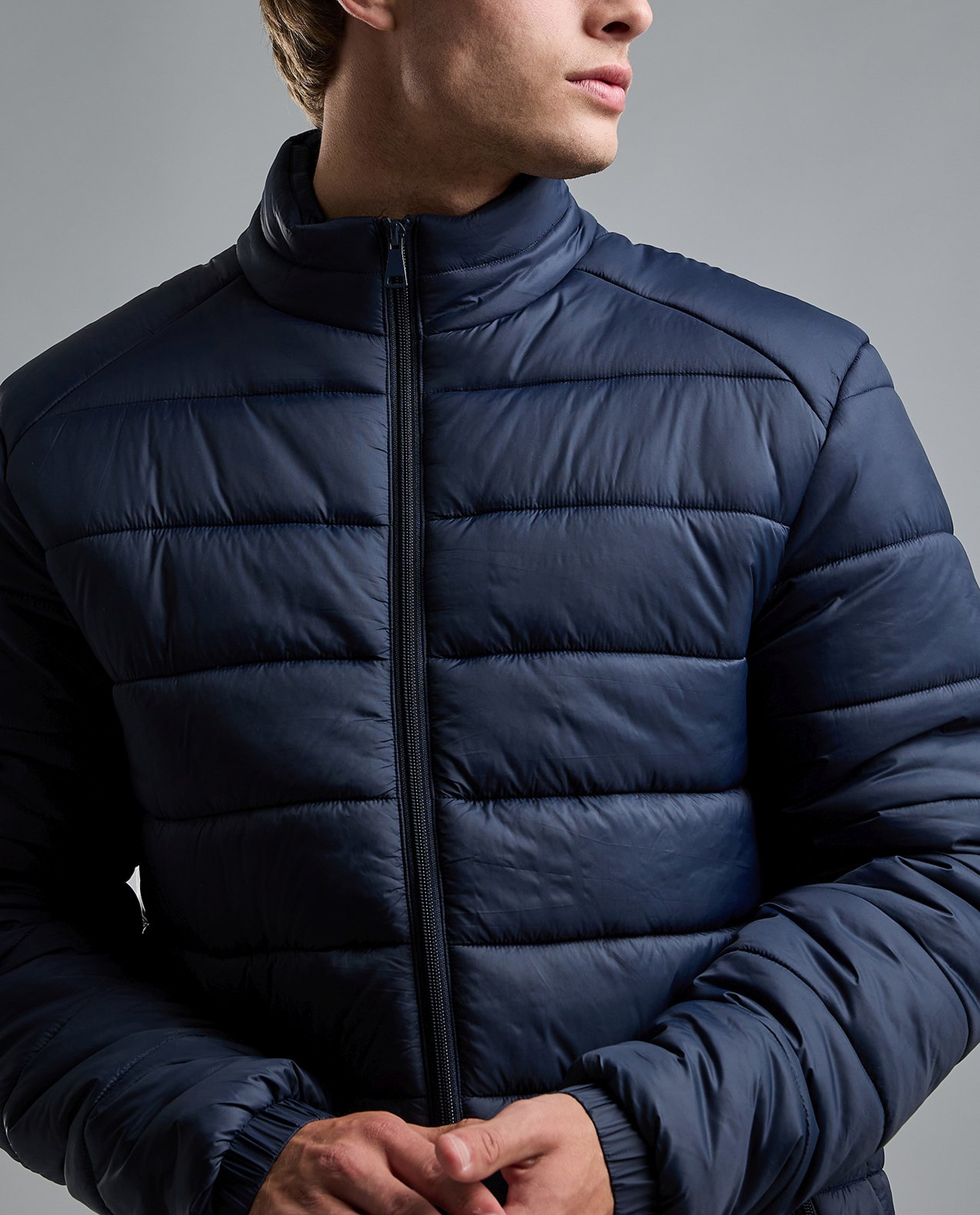 Quilted Puffer Jacket with Zipper Closure