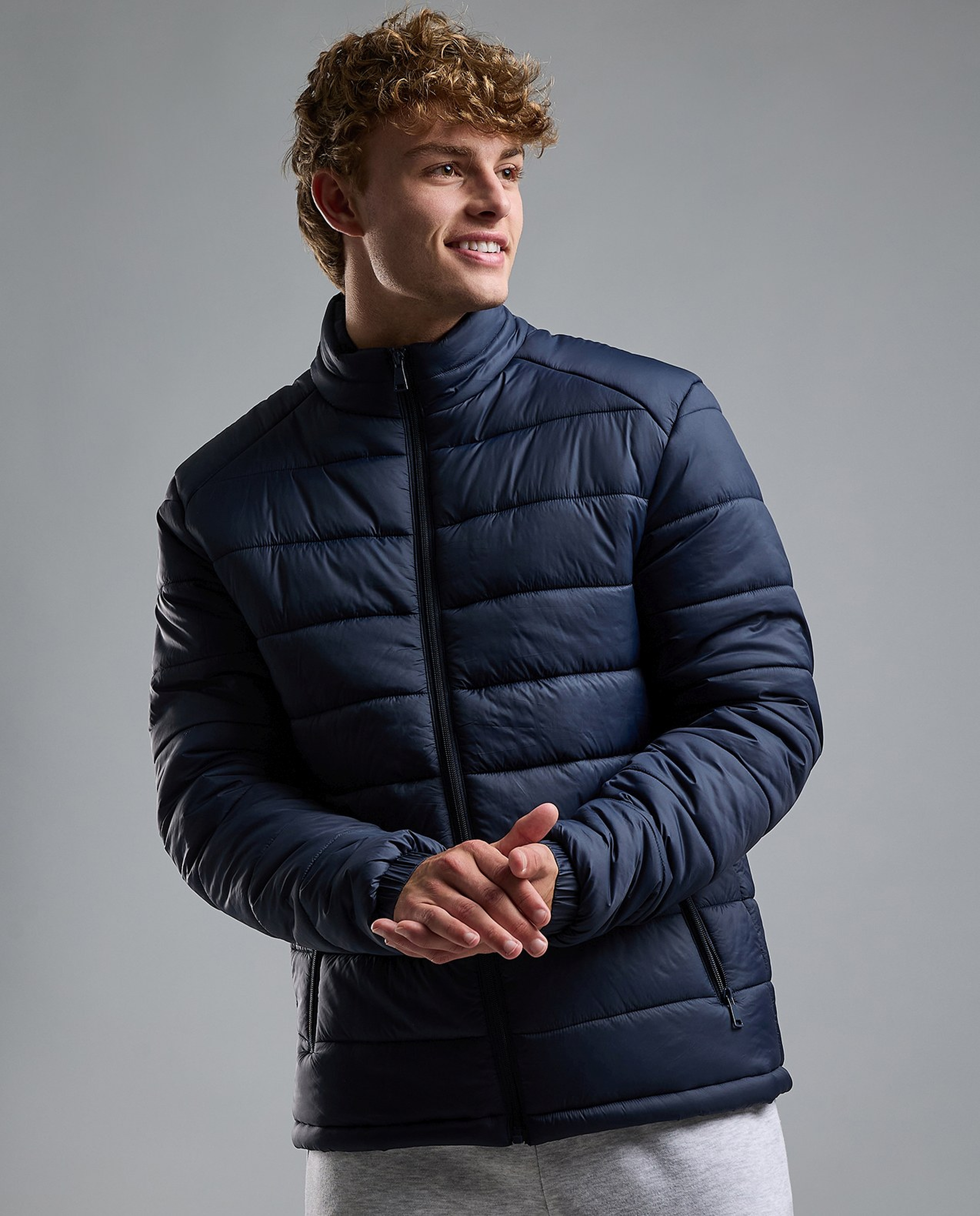 Quilted Puffer Jacket with Zipper Closure