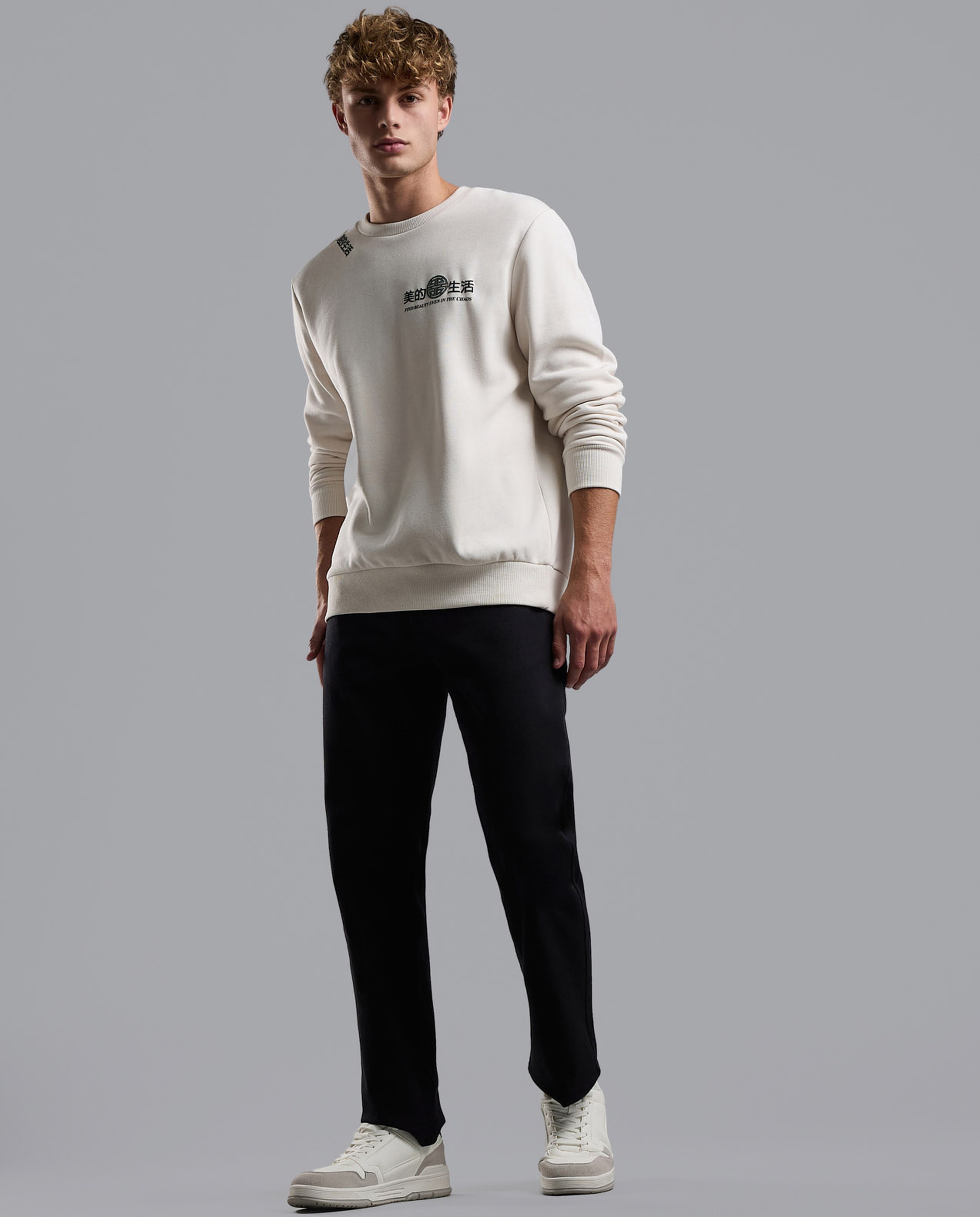 Printed Sweatshirt with Crew Neck and Long Sleeves