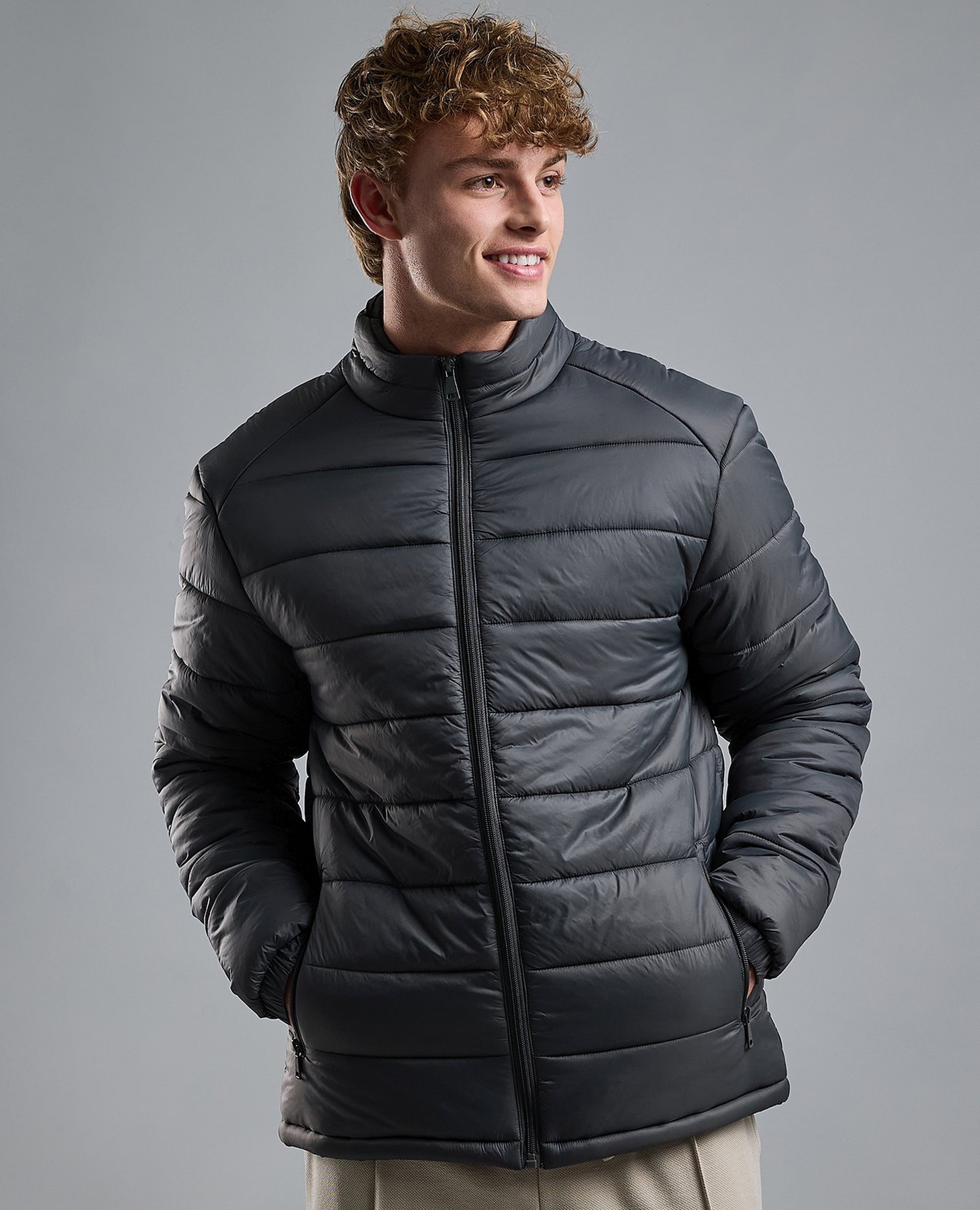 Quilted Puffer Jacket with Zipper Closure
