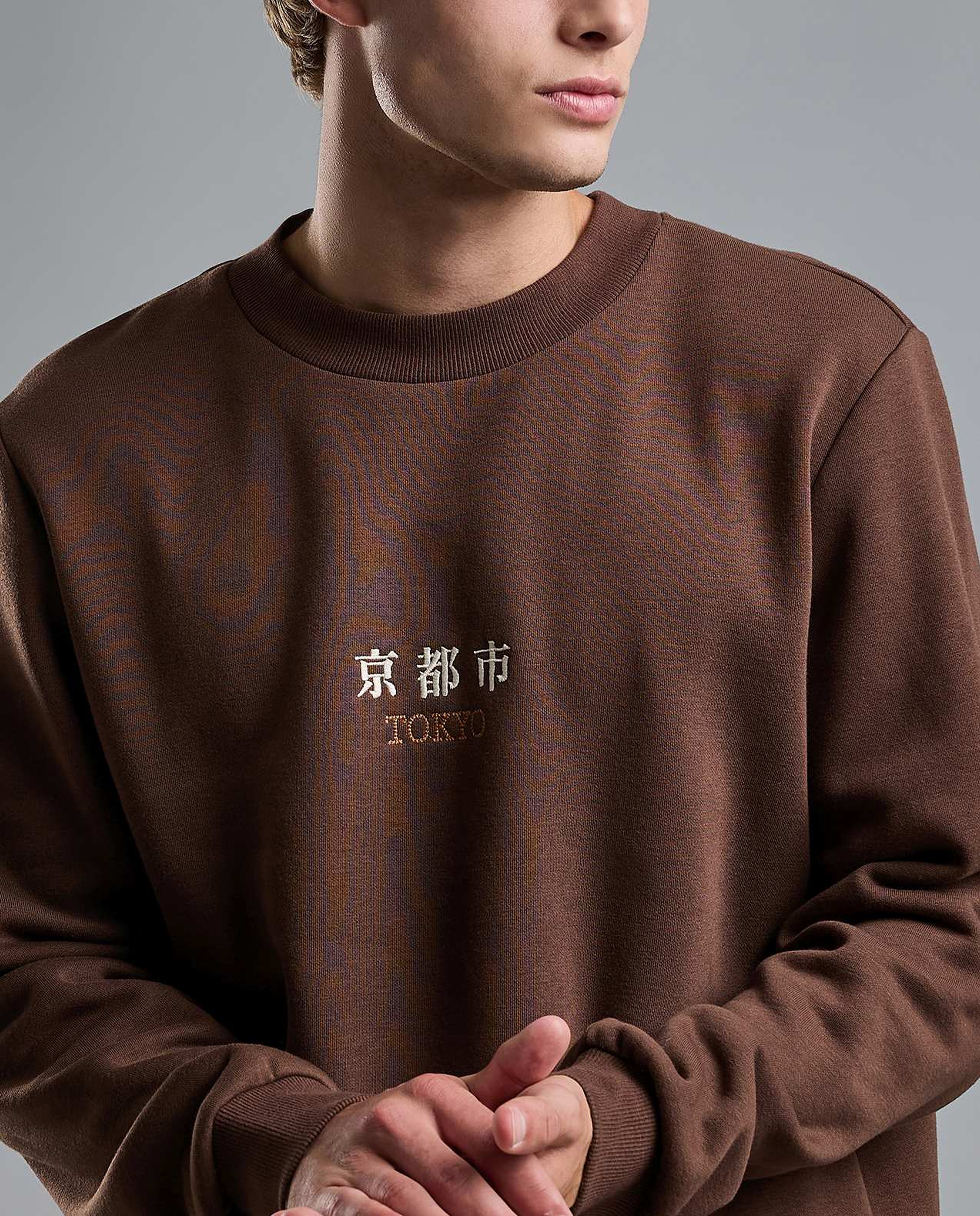 Embroidered Sweatshirt with Crew Neck and Long Sleeves