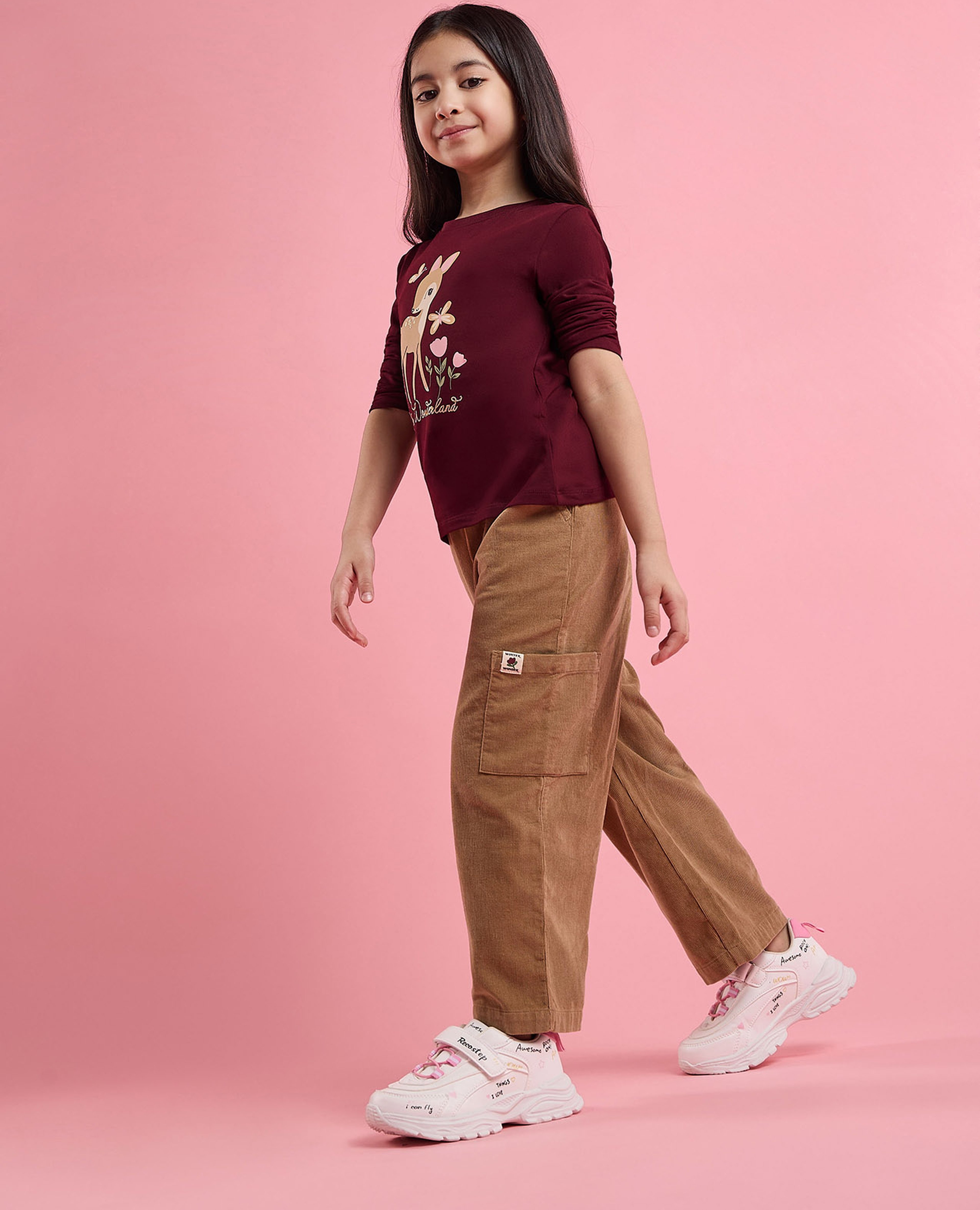 Textured Loose Fit Pants with Elastic Waist