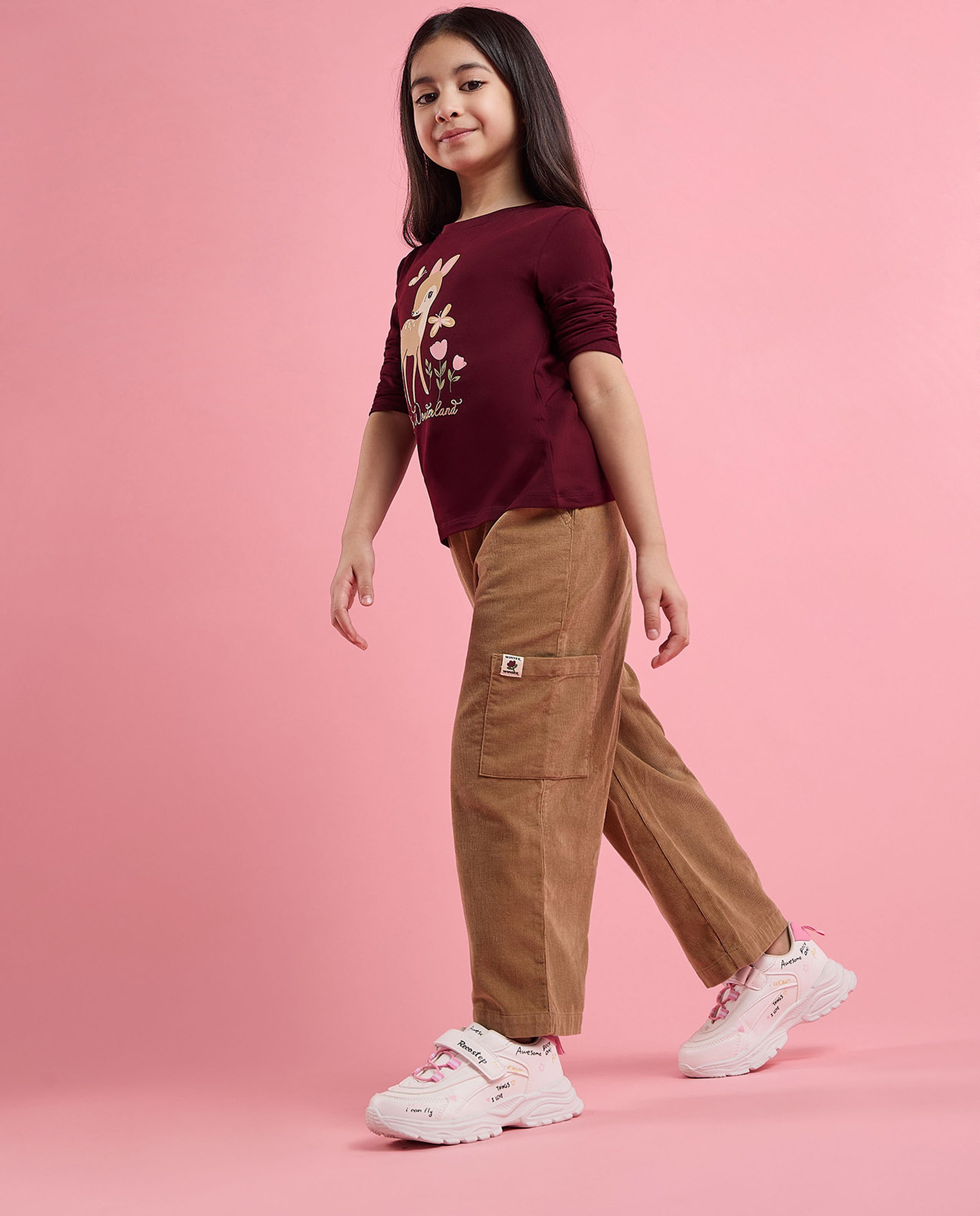 Textured Loose Fit Pants with Elastic Waist