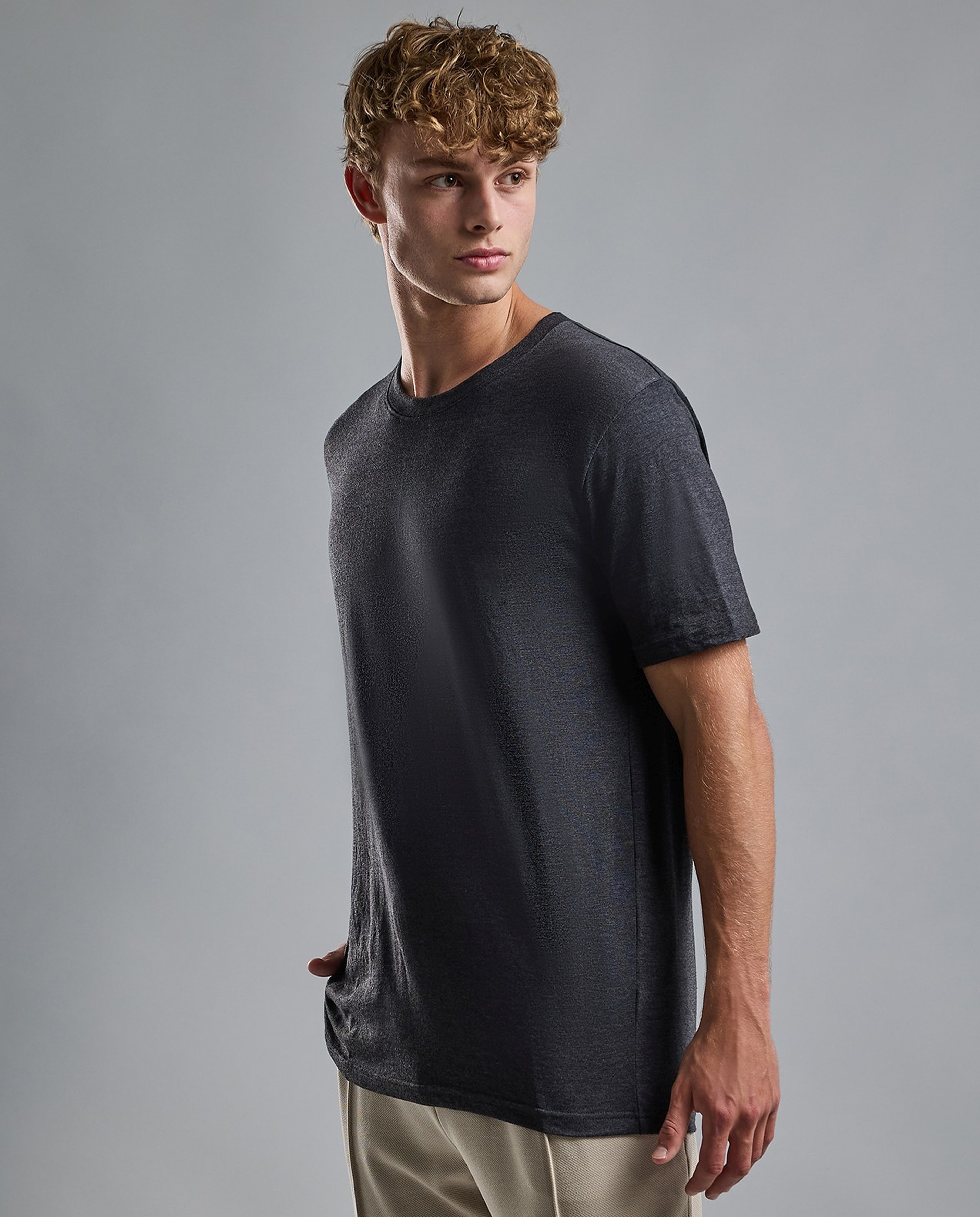Solid T-Shirt with Crew Neck and Short Sleeves